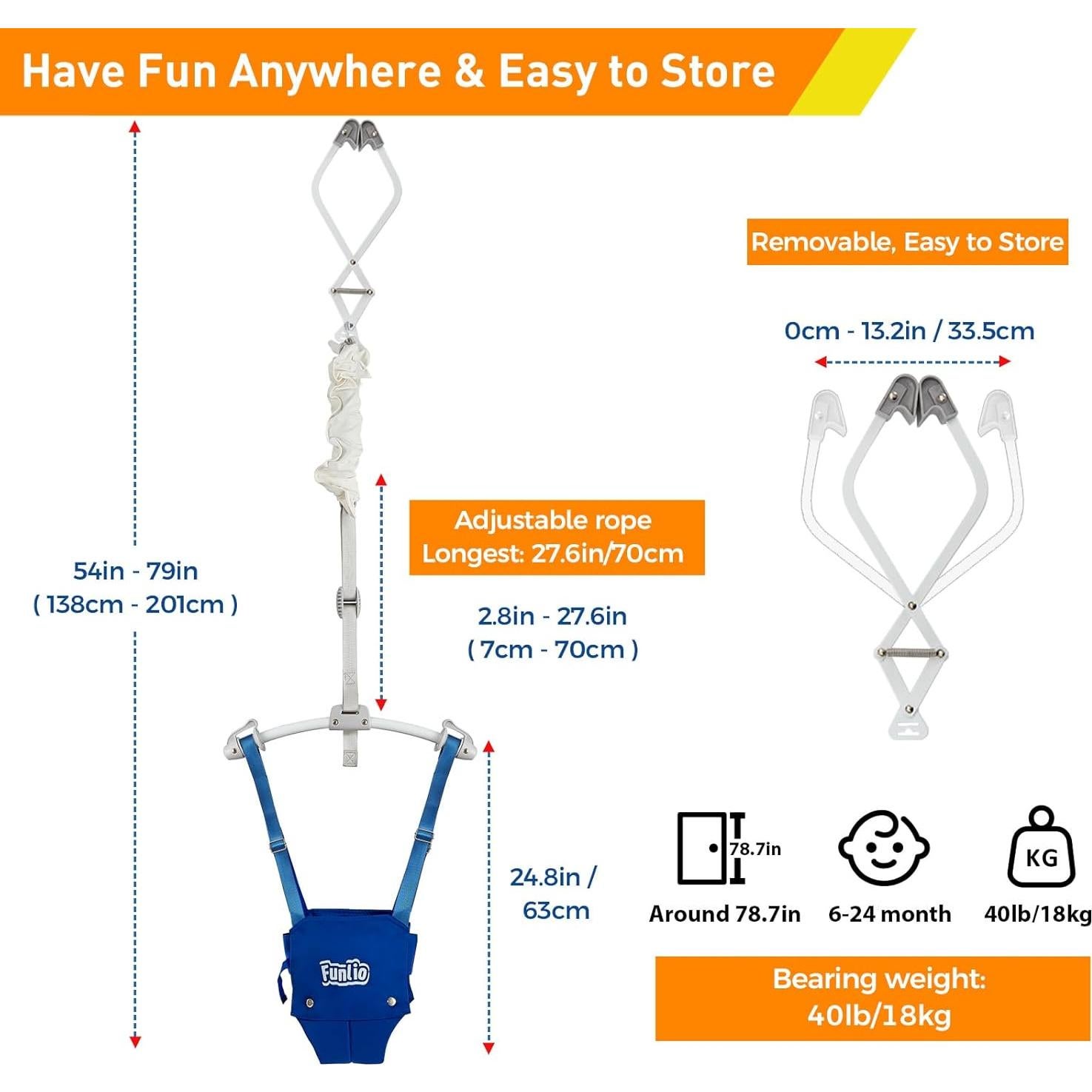 Saltador de Puerta para Bebés FUNLIO Ajustable 6-24 Meses