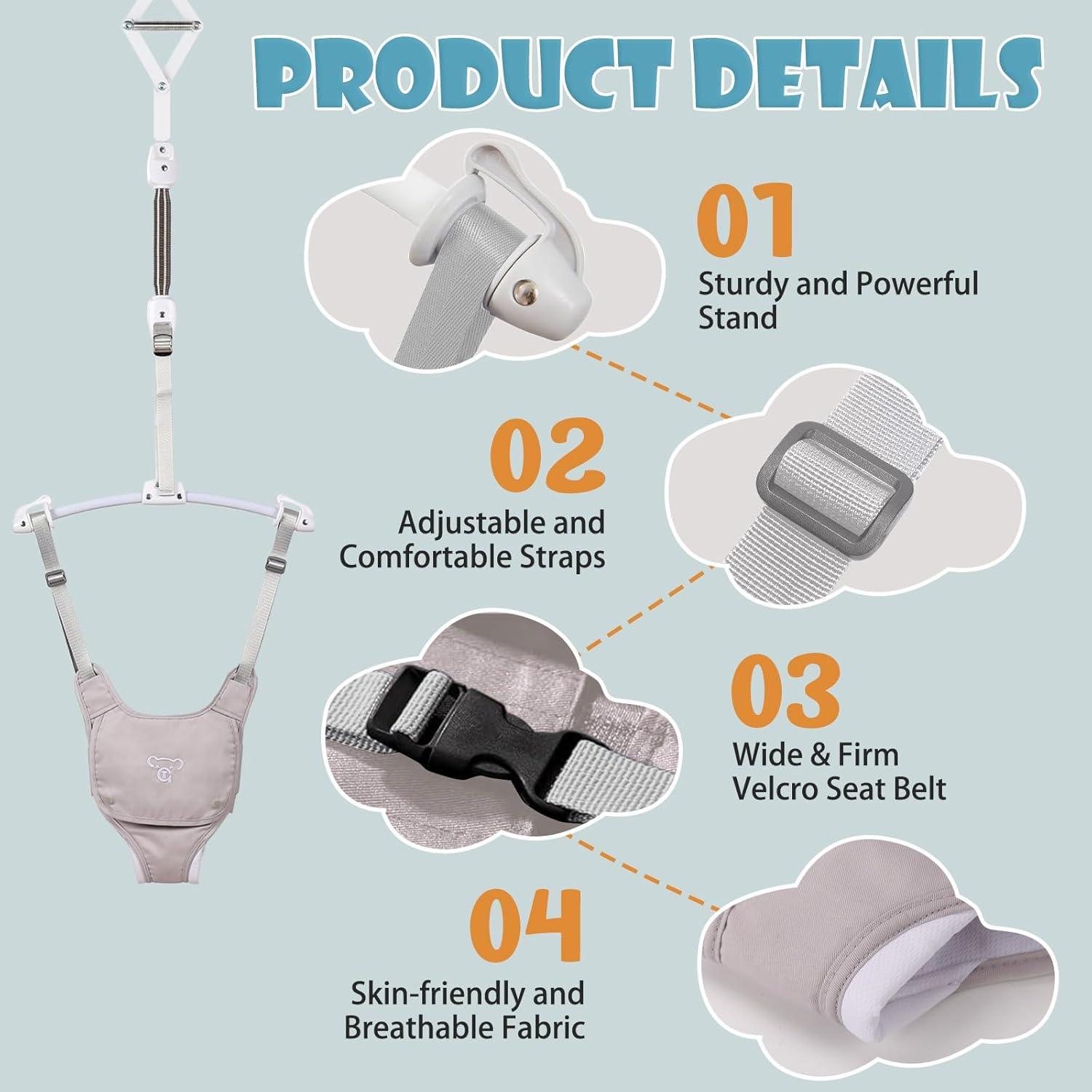 Saltarín para Bebés Ajustable con Alfombra de Agua - Gris