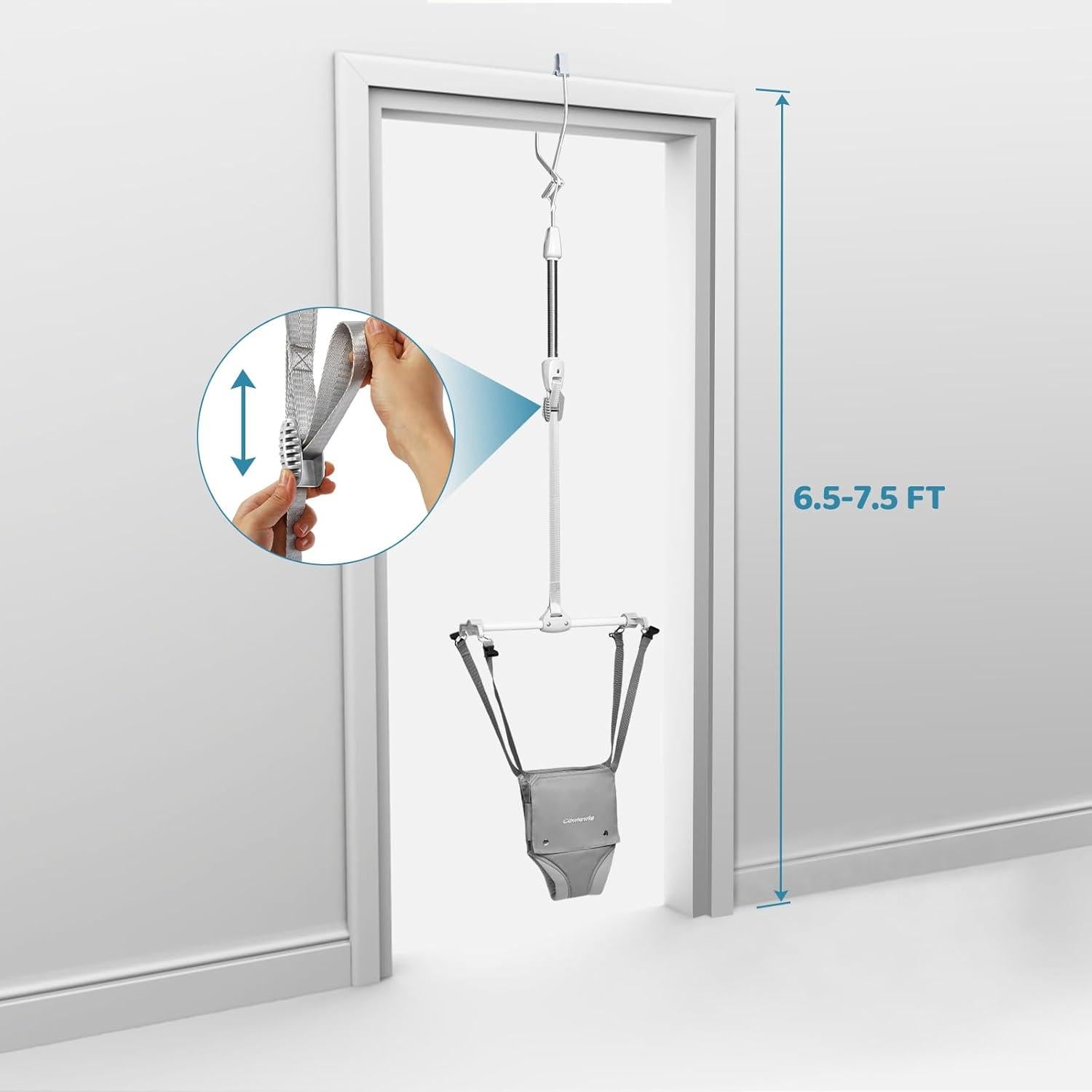 Saltador de Puerta 2 en 1 Cowiewie para Bebé Gris - Arnés y Asiento