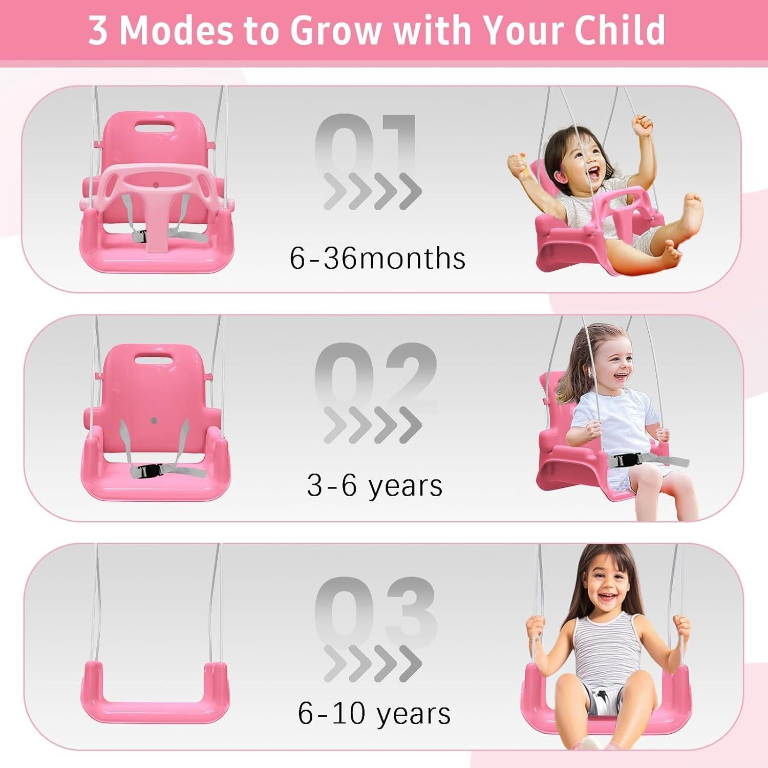 Columpio y Saltador 2 en 1 Yozoia Plegable Rosa para Bebés