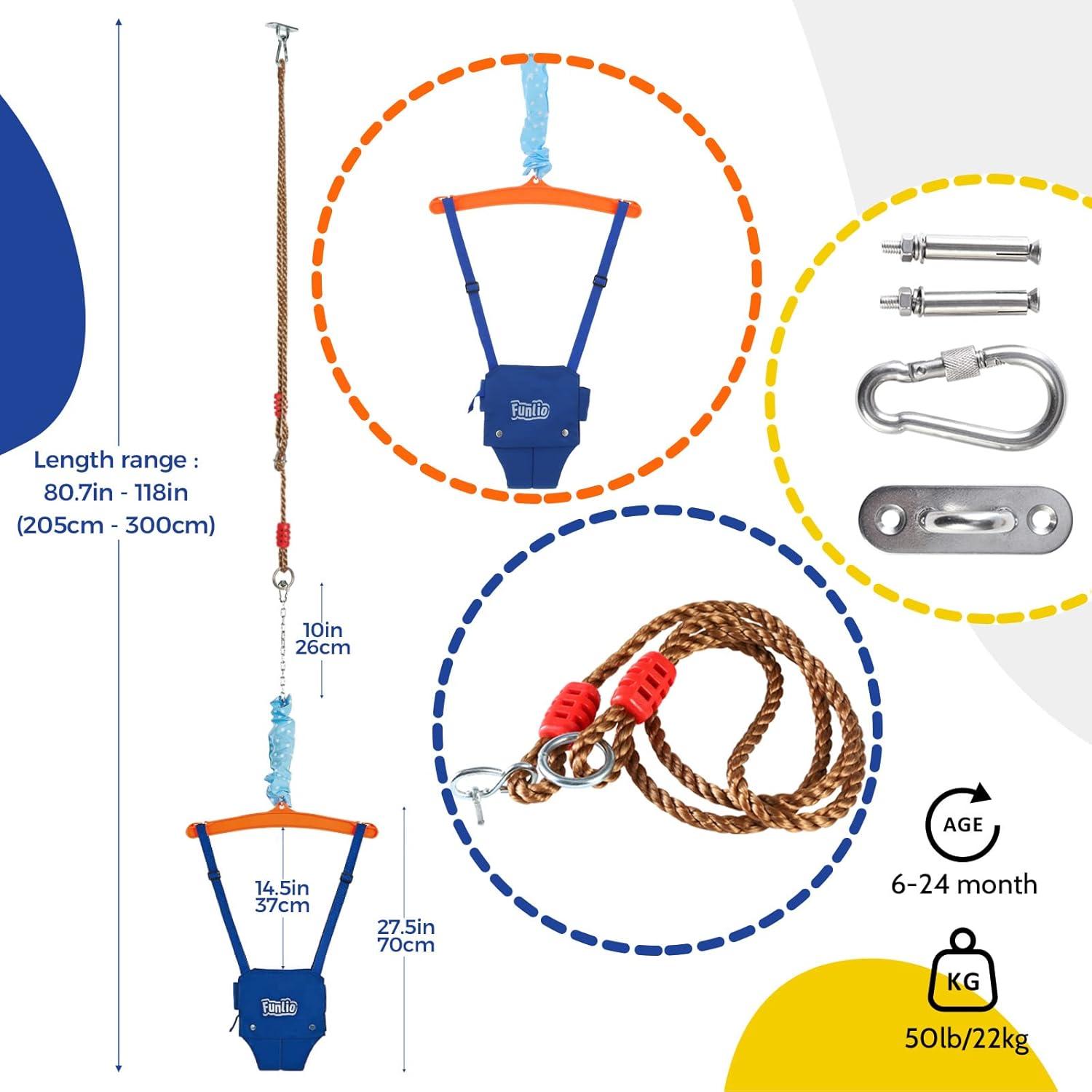 Saltador para Bebés FUNLIO con Gancho de Techo Ajustable