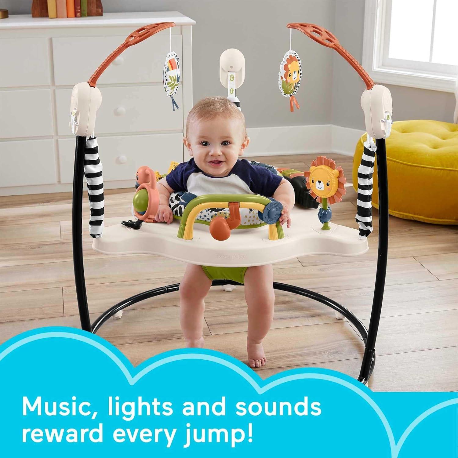 Jumperoo Palm Paradise Fisher-Price con música y silla portátil