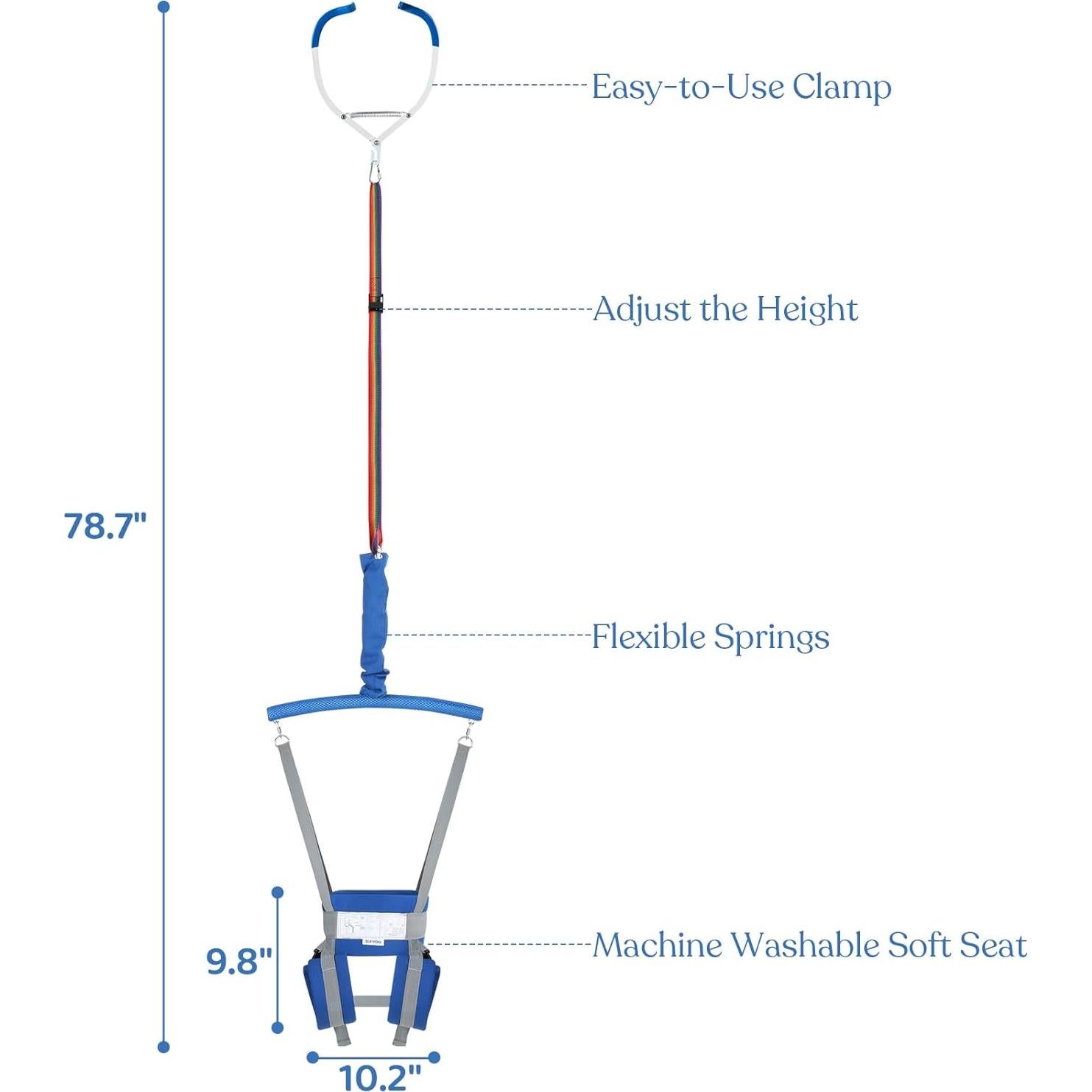 Saltador de Puerta para Bebé Slevoo Ajustable Azul 199.5 cm