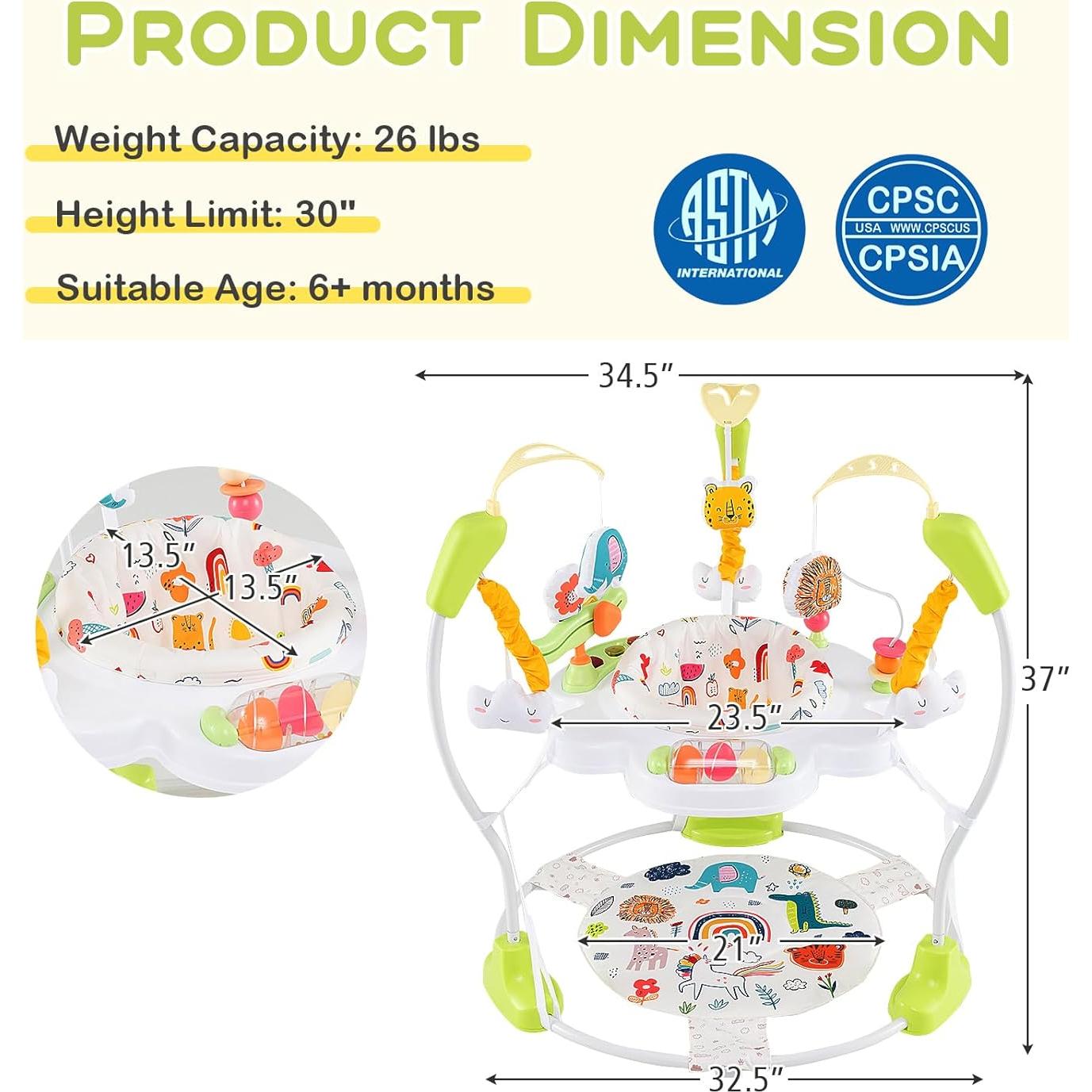 Saltador para Bebés BABY JOY con Música y Asiento Giratorio 360°
