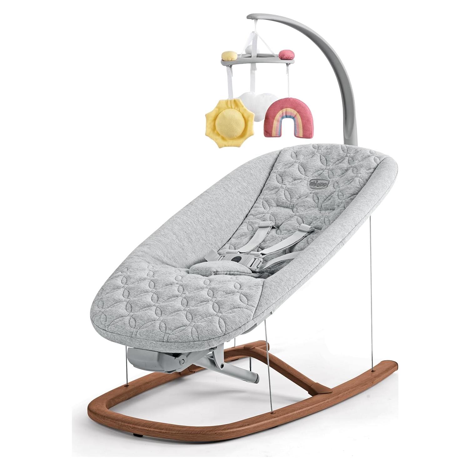 Asiento de Balanceo para Bebé Chicco Float - Algodón Orgánico, Barra de Juguetes