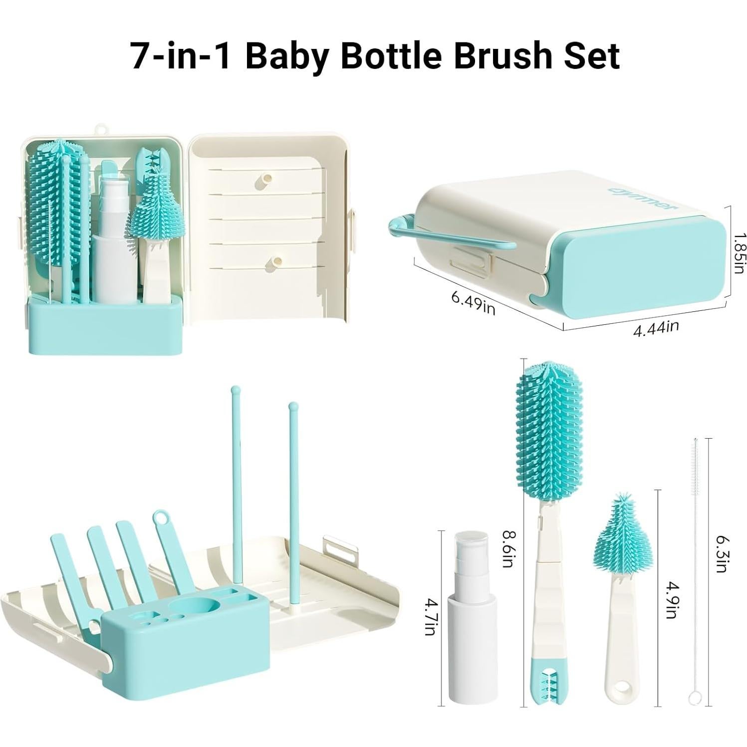 Juego de Limpiador de Botellas para Bebés 7 en 1 aynmer Verde Lago