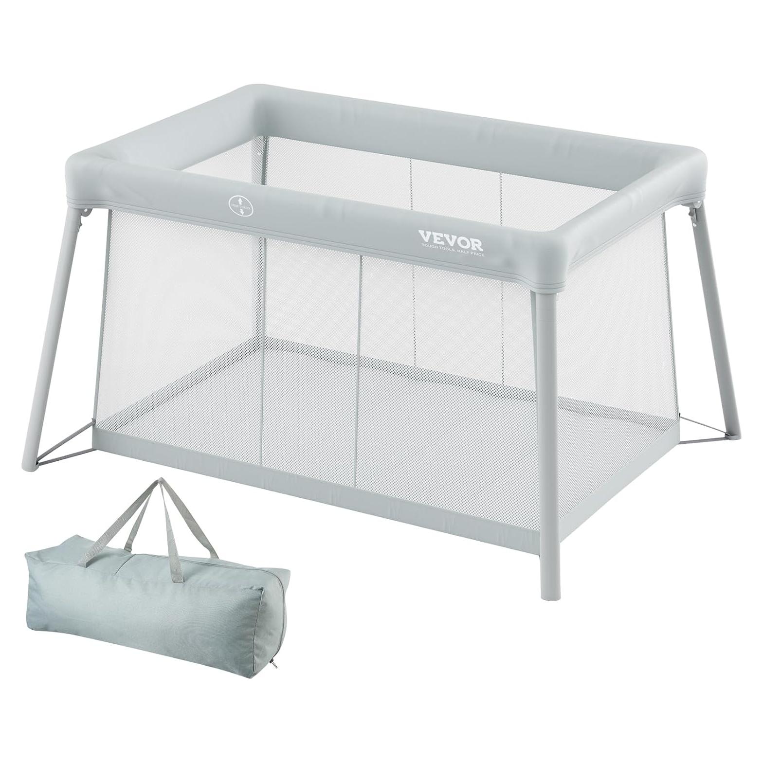 Cuna de viaje VEVOR 113x75 cm con colchón suave y malla