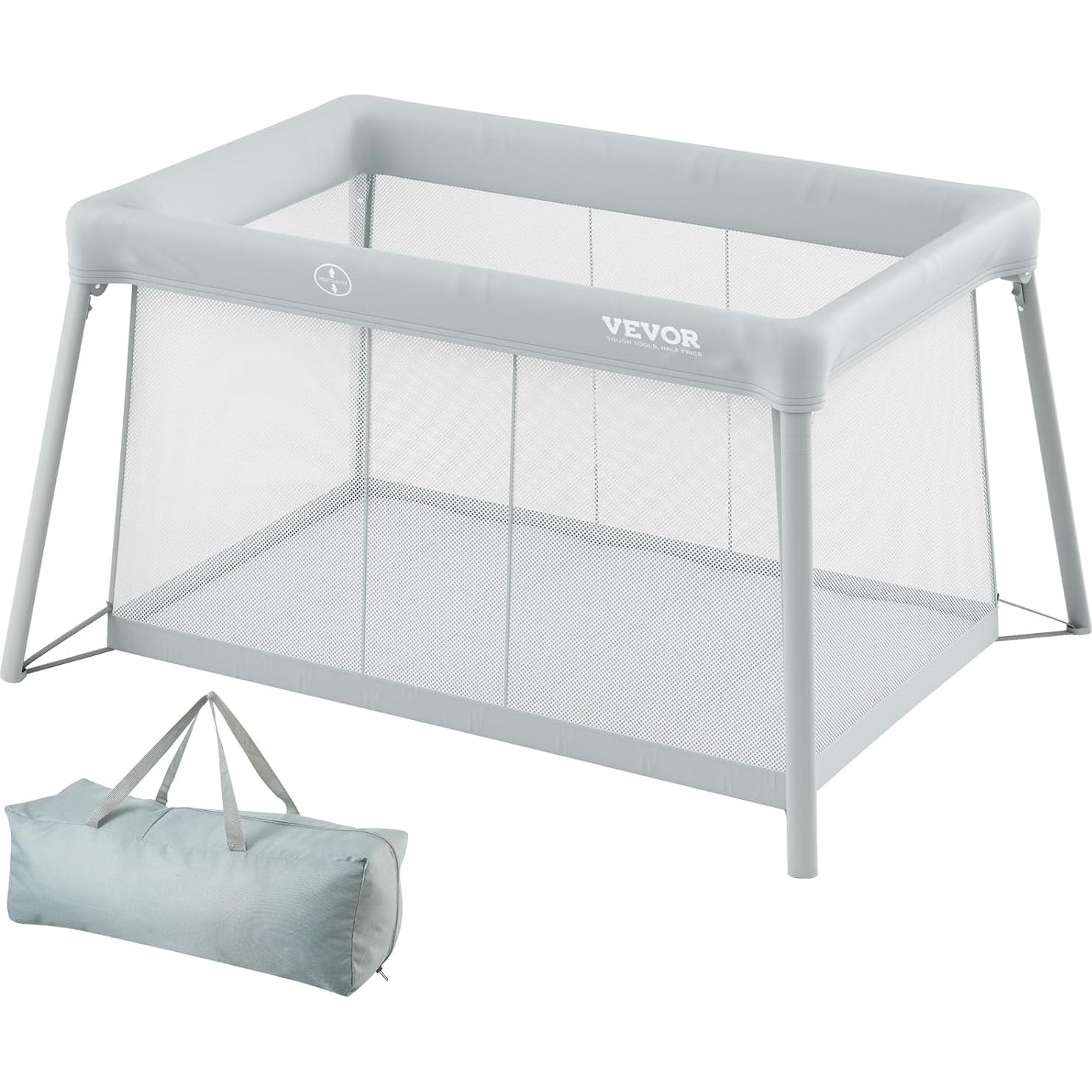 Cuna de viaje VEVOR 113x75 cm con colchón suave y malla