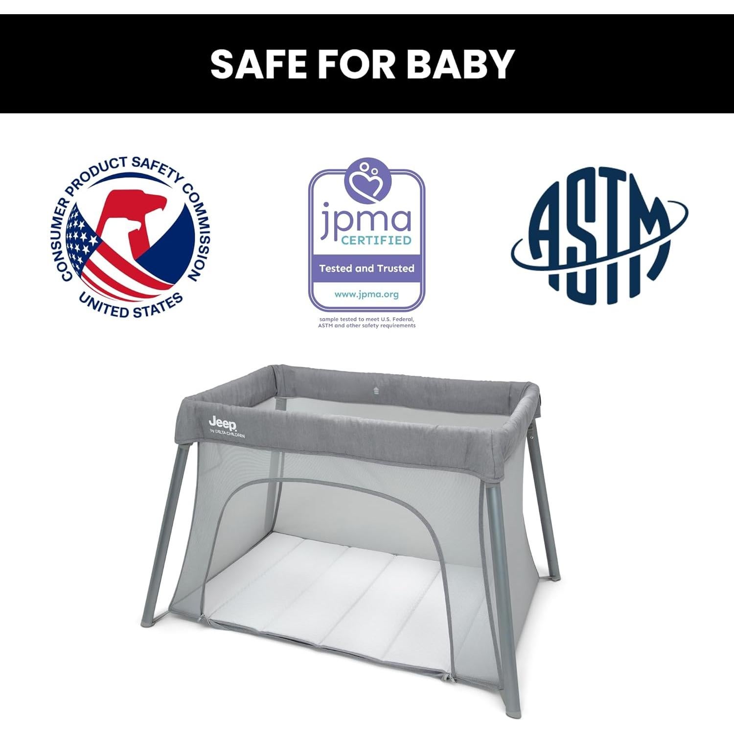 Cuna de viaje y moisés compacto Jeep Horizon 2 en 1 Gris