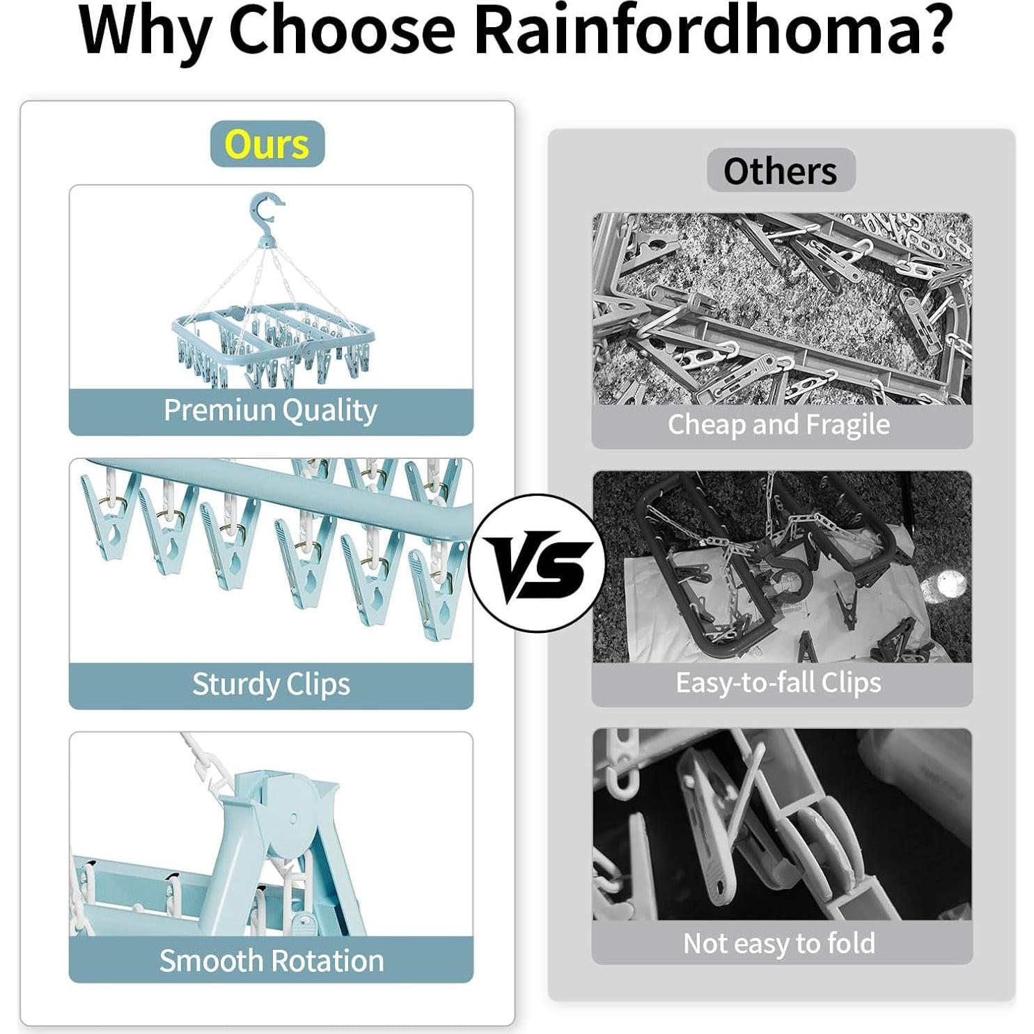 Estante Plegable para Secar Ropa Rainfordhoma 32 Clips Azul