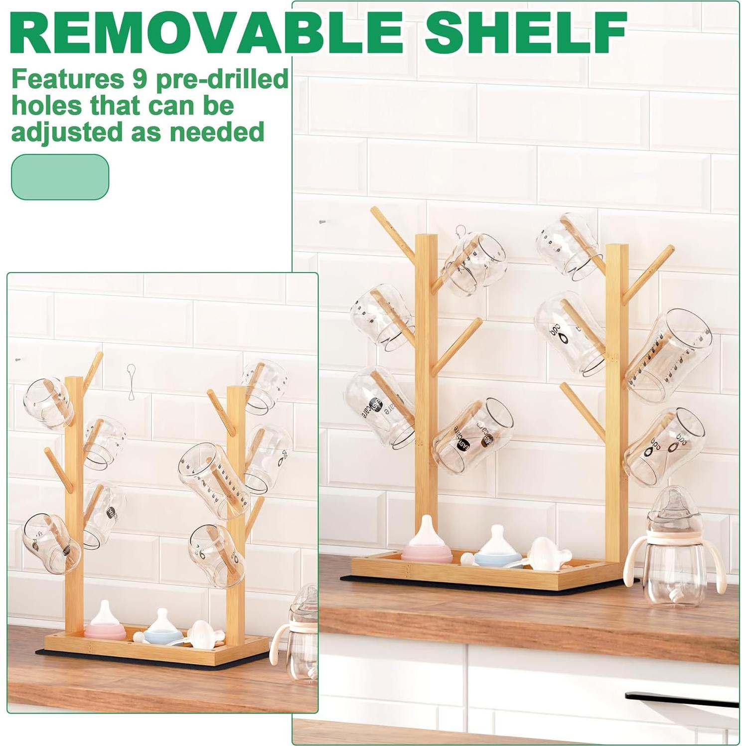 Soporte Secado Biberones Alytree Bambú Natural 12 Biberones