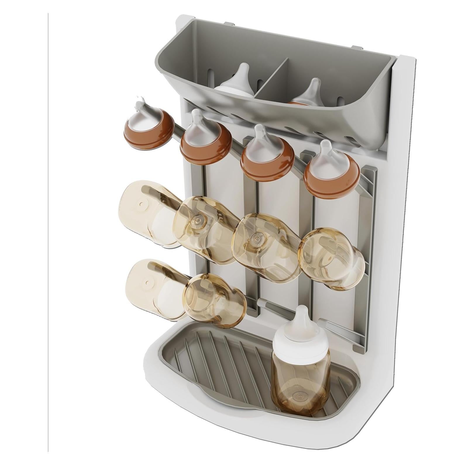 Soporte de Secado de Biberones IEEK Grande Gris y Blanco