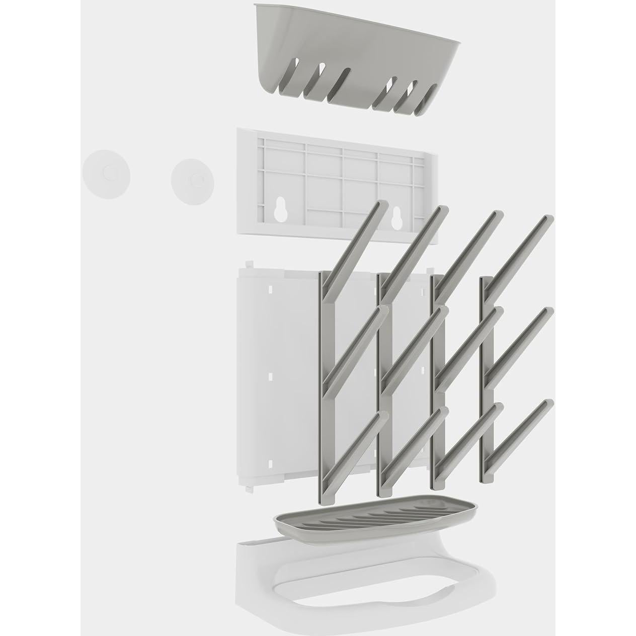 Soporte de Secado de Biberones IEEK Grande Gris y Blanco