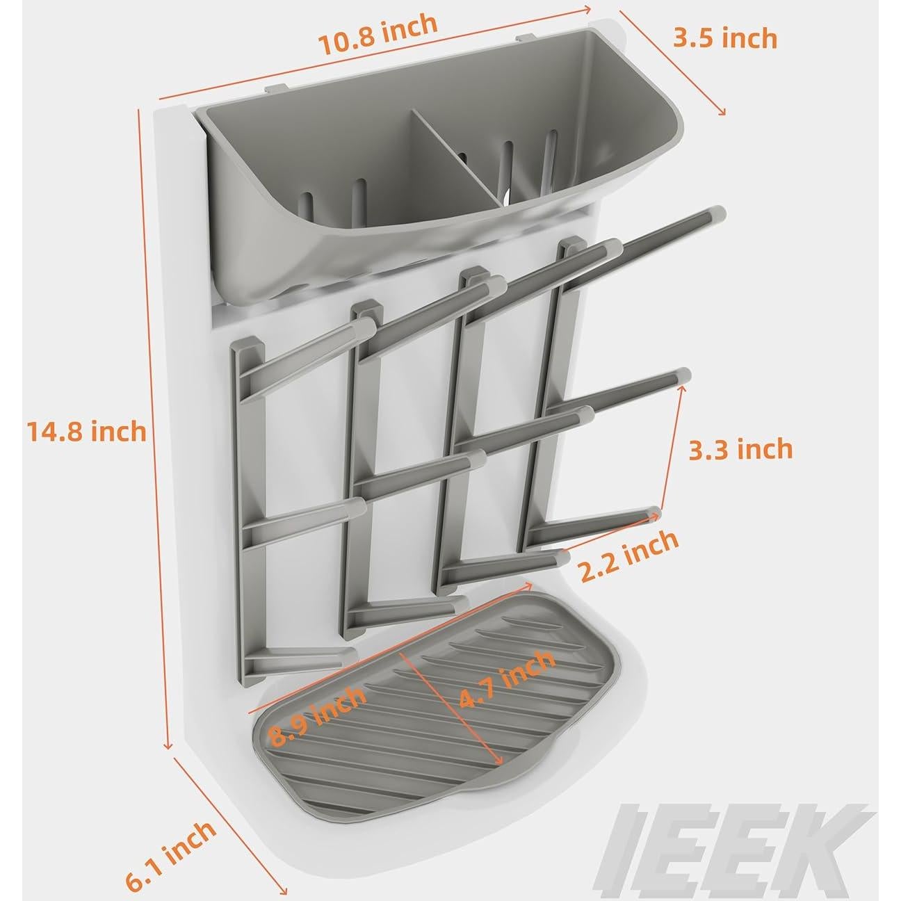 Soporte de Secado de Biberones IEEK Grande Gris y Blanco
