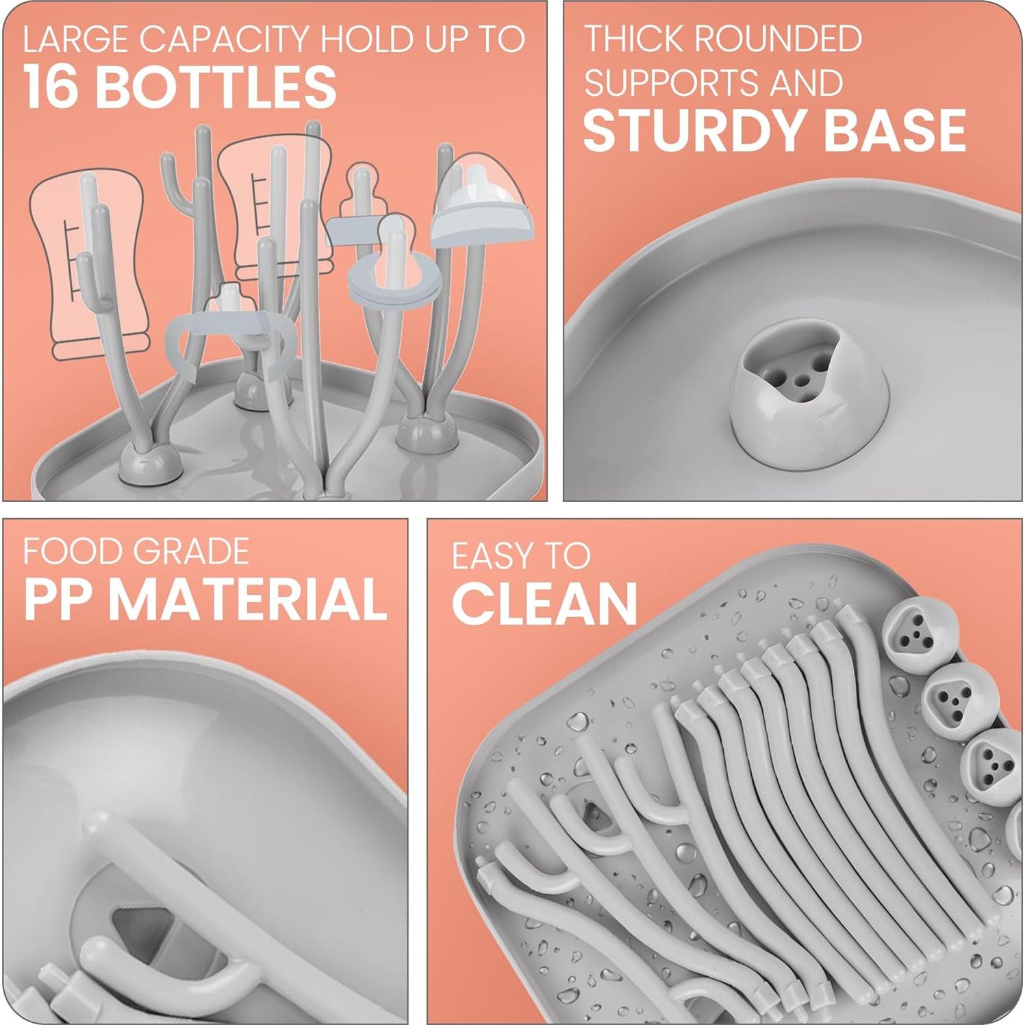Soporte para Secar Biberones Lulyboo, 16 Biberones, Drenaje Eficiente