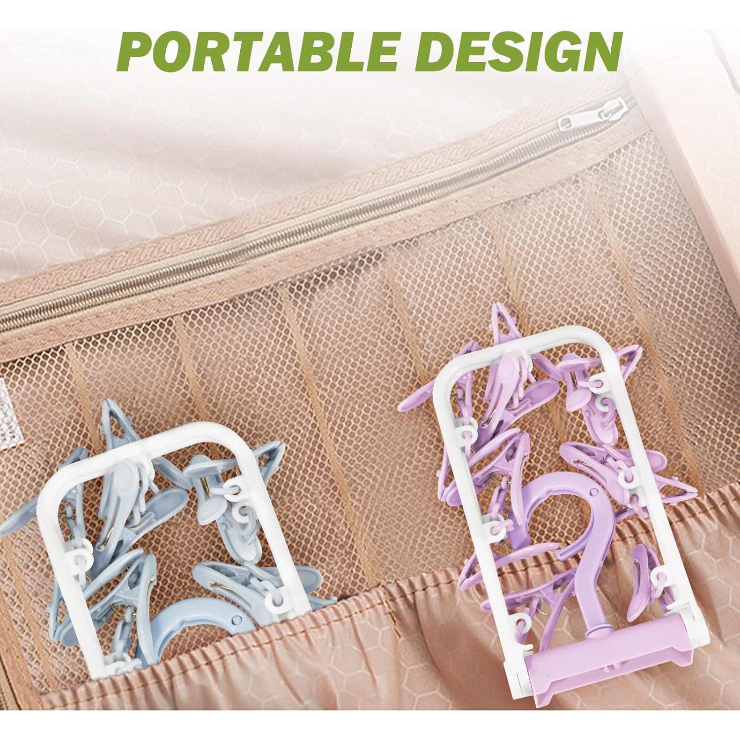 Perchero de Secado Plegable Aolloa con 12 Clips Azul y Púrpura