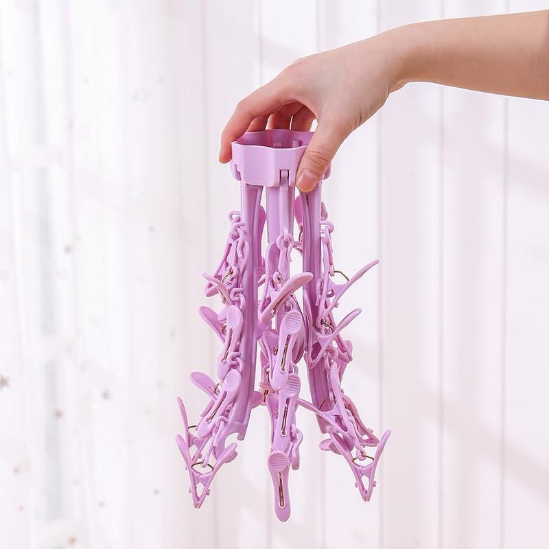 Perchero Plegable Rotatorio XIGUI Rosa para Secado de Ropa