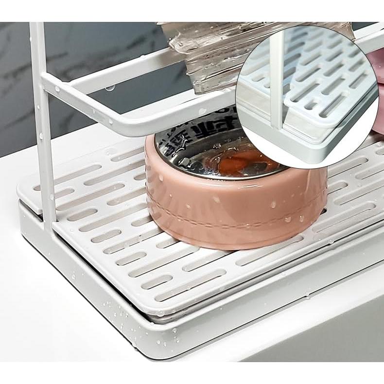 Selegna Baby Bottle & Dish Dryer - Space Saving Narrow Two Tier Tower Over Sink Instant Dry Rack (Black)