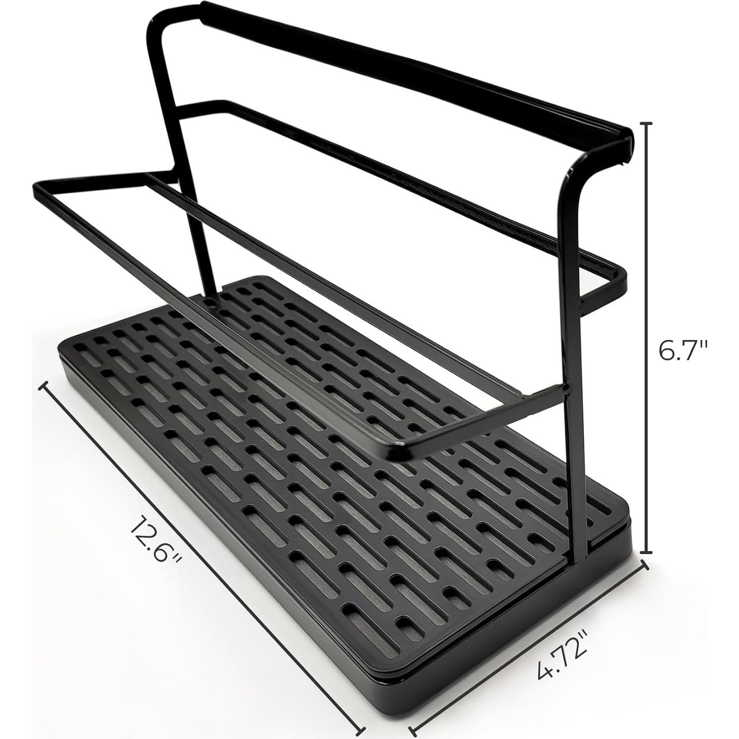 Selegna Baby Bottle & Dish Dryer - Space Saving Narrow Two Tier Tower Over Sink Instant Dry Rack (Black)