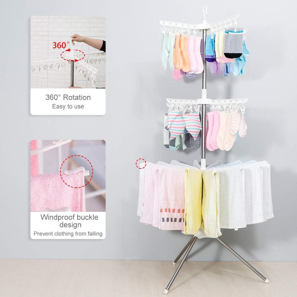 Estante de Secado de Ropa Plegable Hershii 3 Niveles Marfil