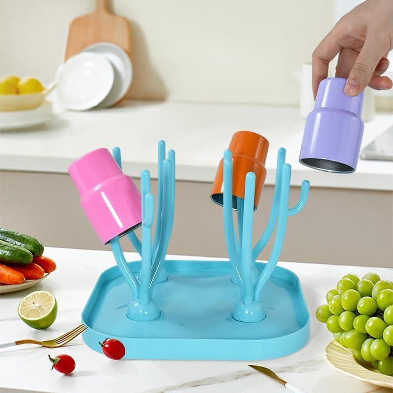 Soporte de Secado AGH para 12 Mini Vasos - Azul Plegable