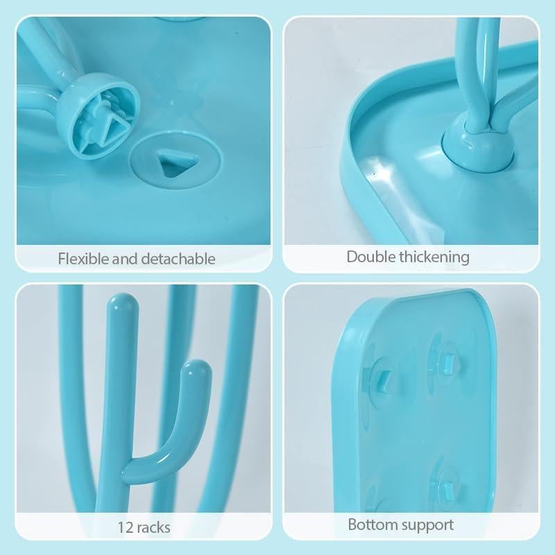 Soporte de Secado AGH para 12 Mini Vasos - Azul Plegable