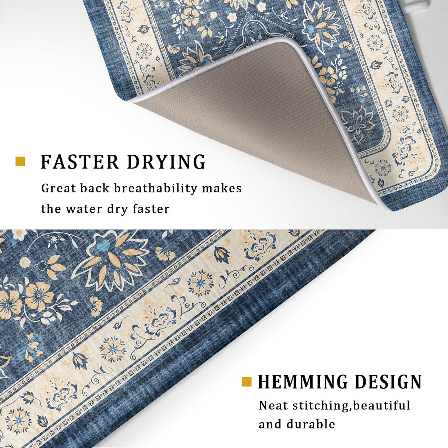 Alfombrilla de Secado de Platos Boho Azul 45.7x61 cm Giwawa