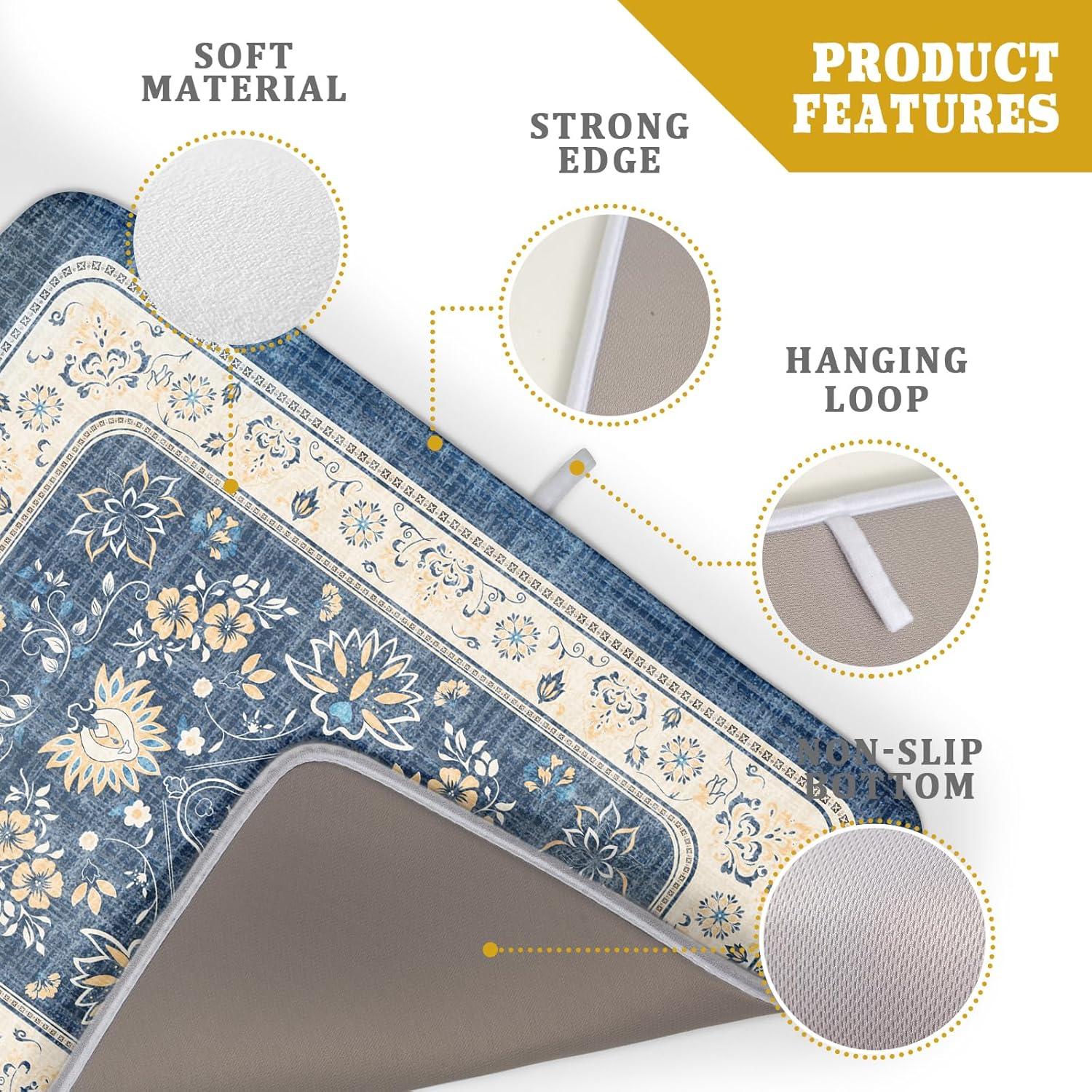 Alfombrilla de Secado de Platos Boho Azul 45.7x61 cm Giwawa