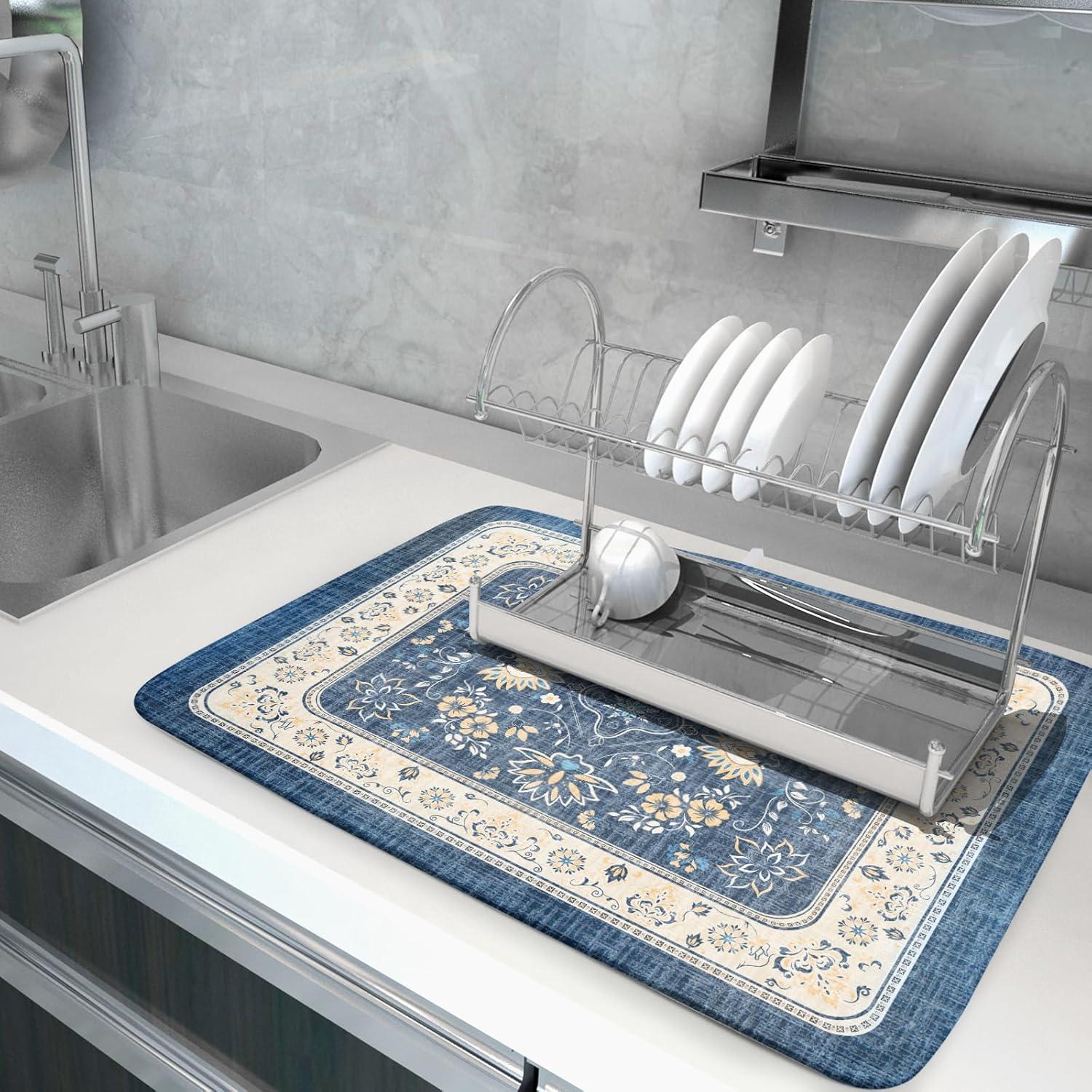 Alfombrilla de Secado de Platos Boho Azul 45.7x61 cm Giwawa
