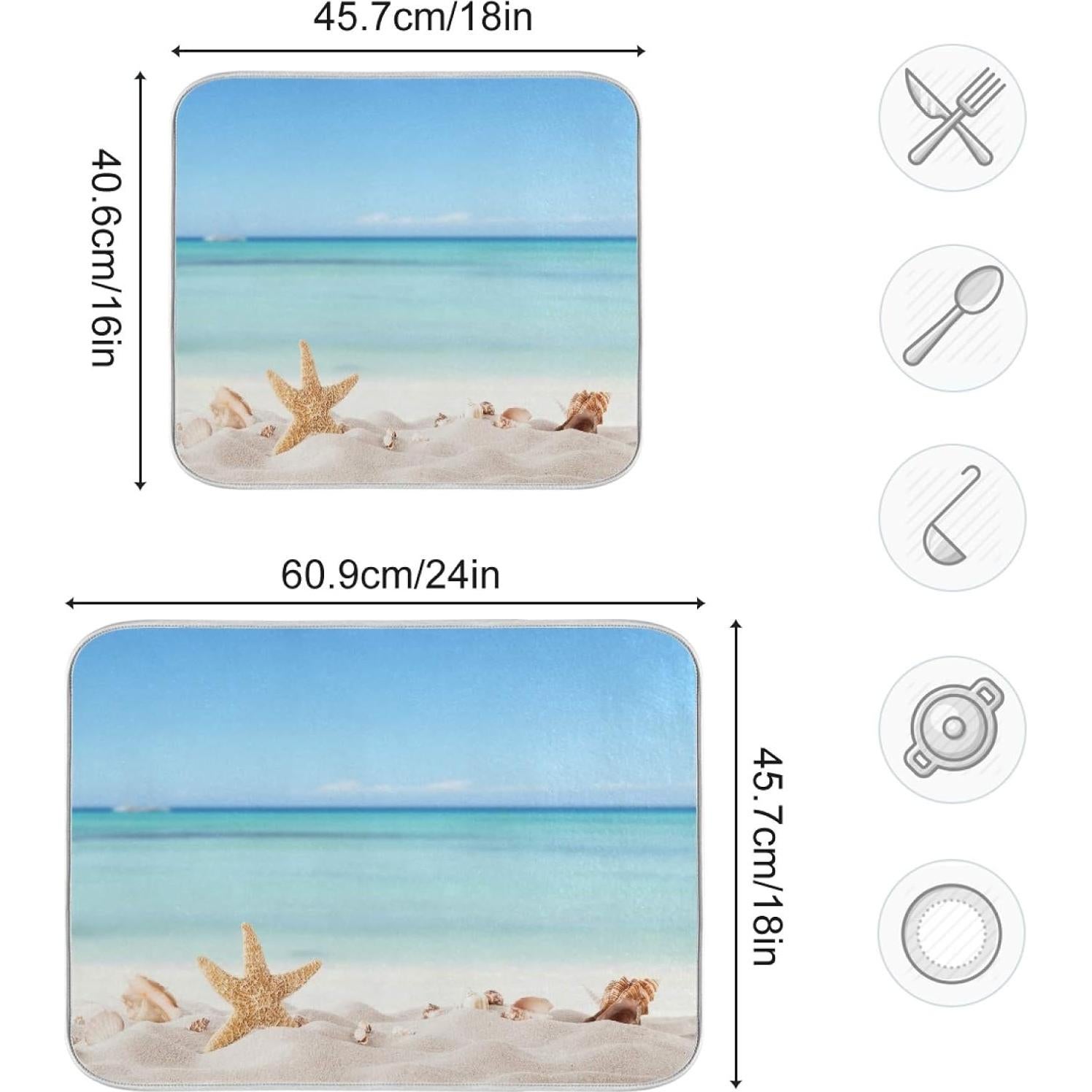 Alfombrilla de Secado para Platos QUGRL 16x18in Playa