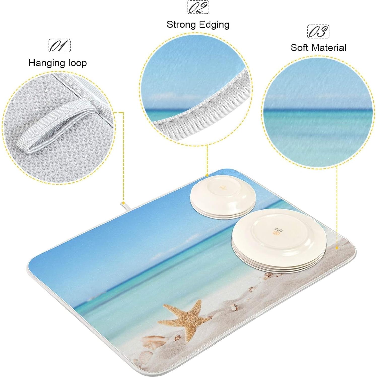 Alfombrilla de Secado para Platos QUGRL 16x18in Playa