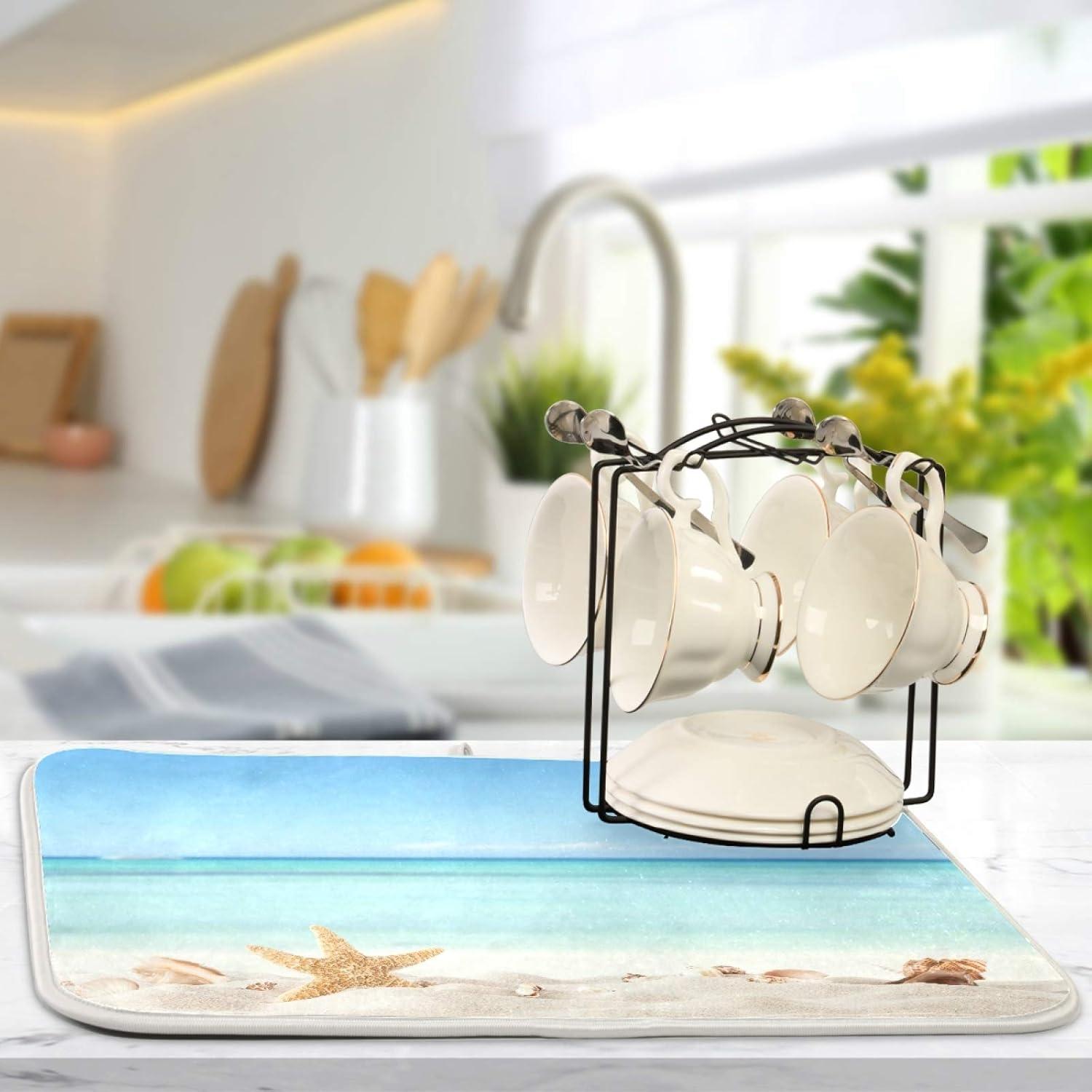 Alfombrilla de Secado para Platos QUGRL 16x18in Playa