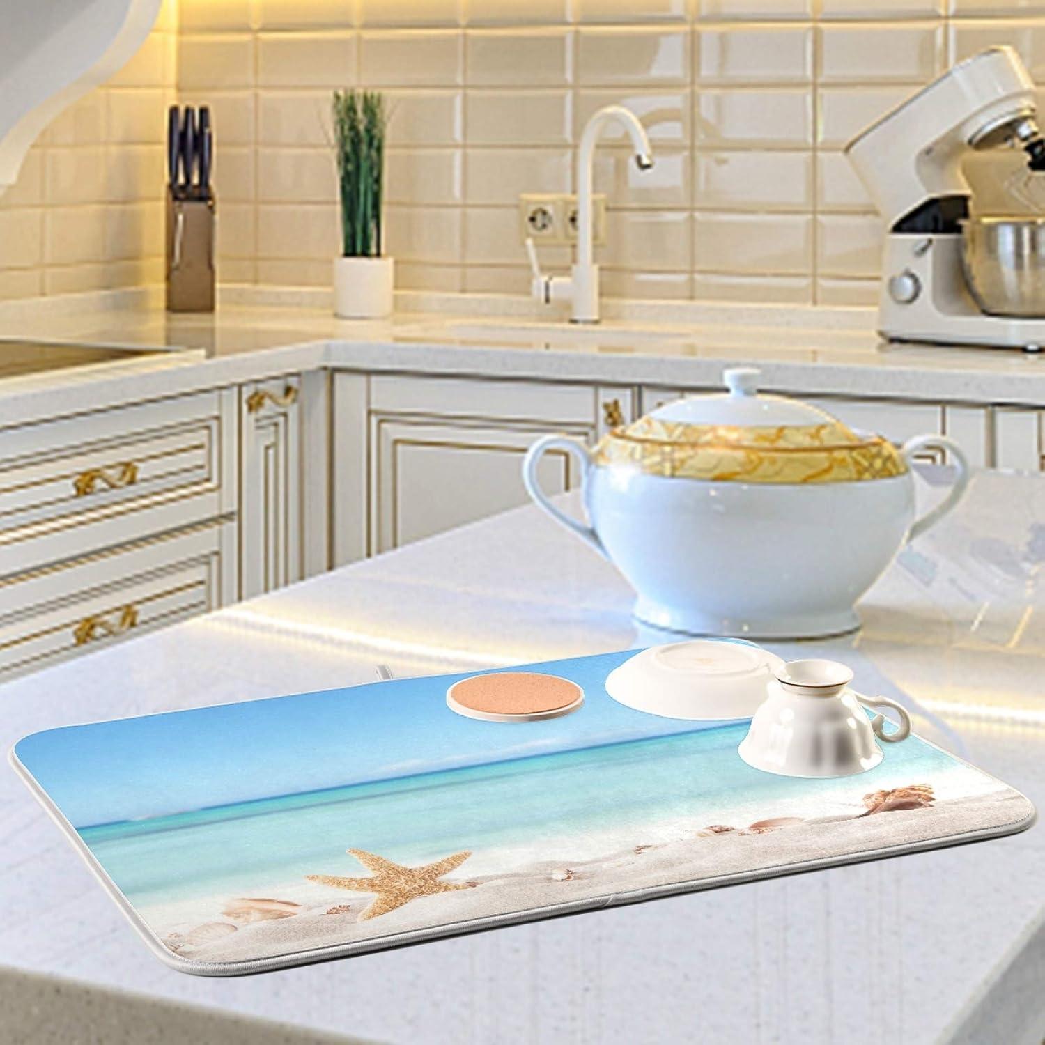 Alfombrilla de Secado para Platos QUGRL 16x18in Playa