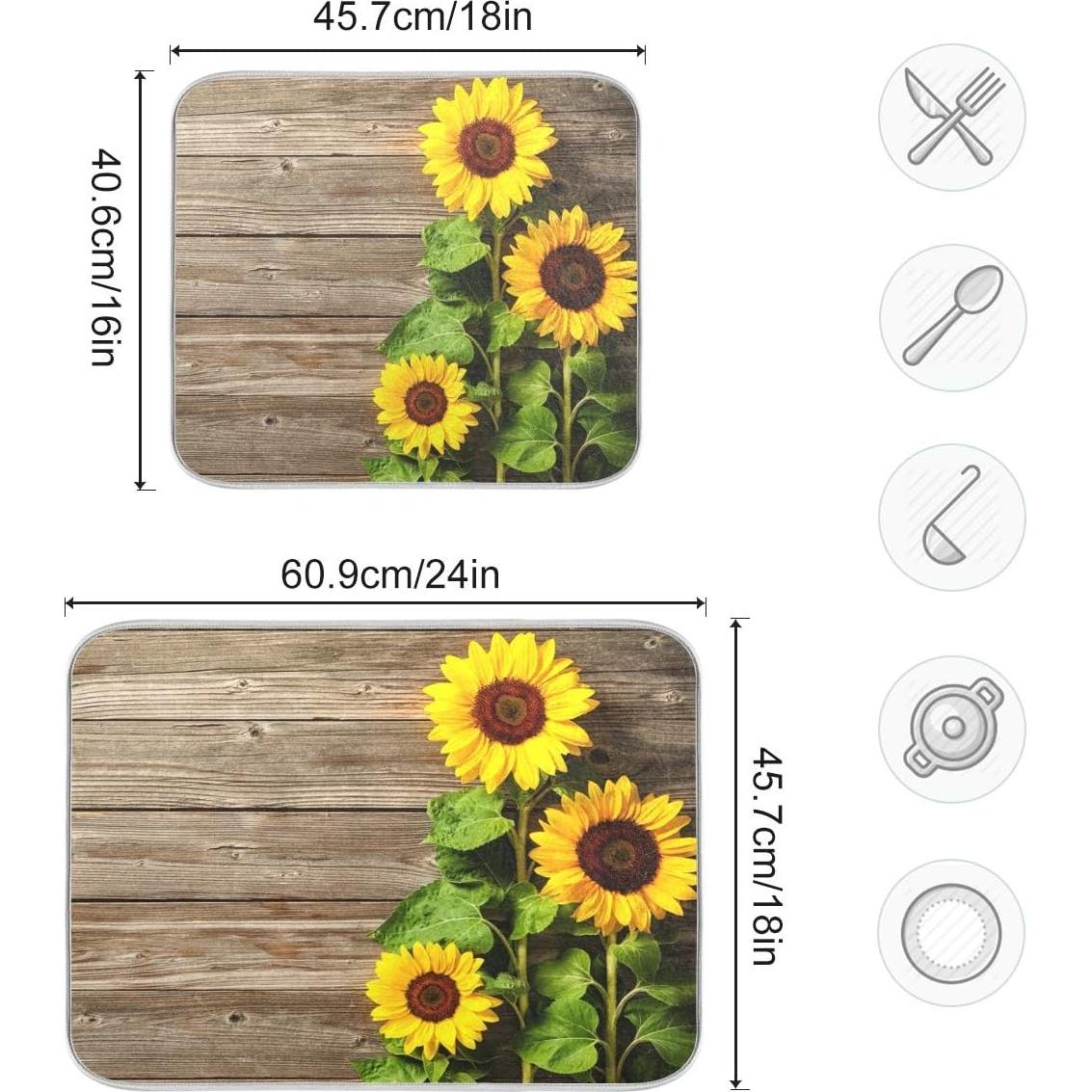 Alfombrilla de Secado de Platos Exnundod 45.7x60.9 cm Floral