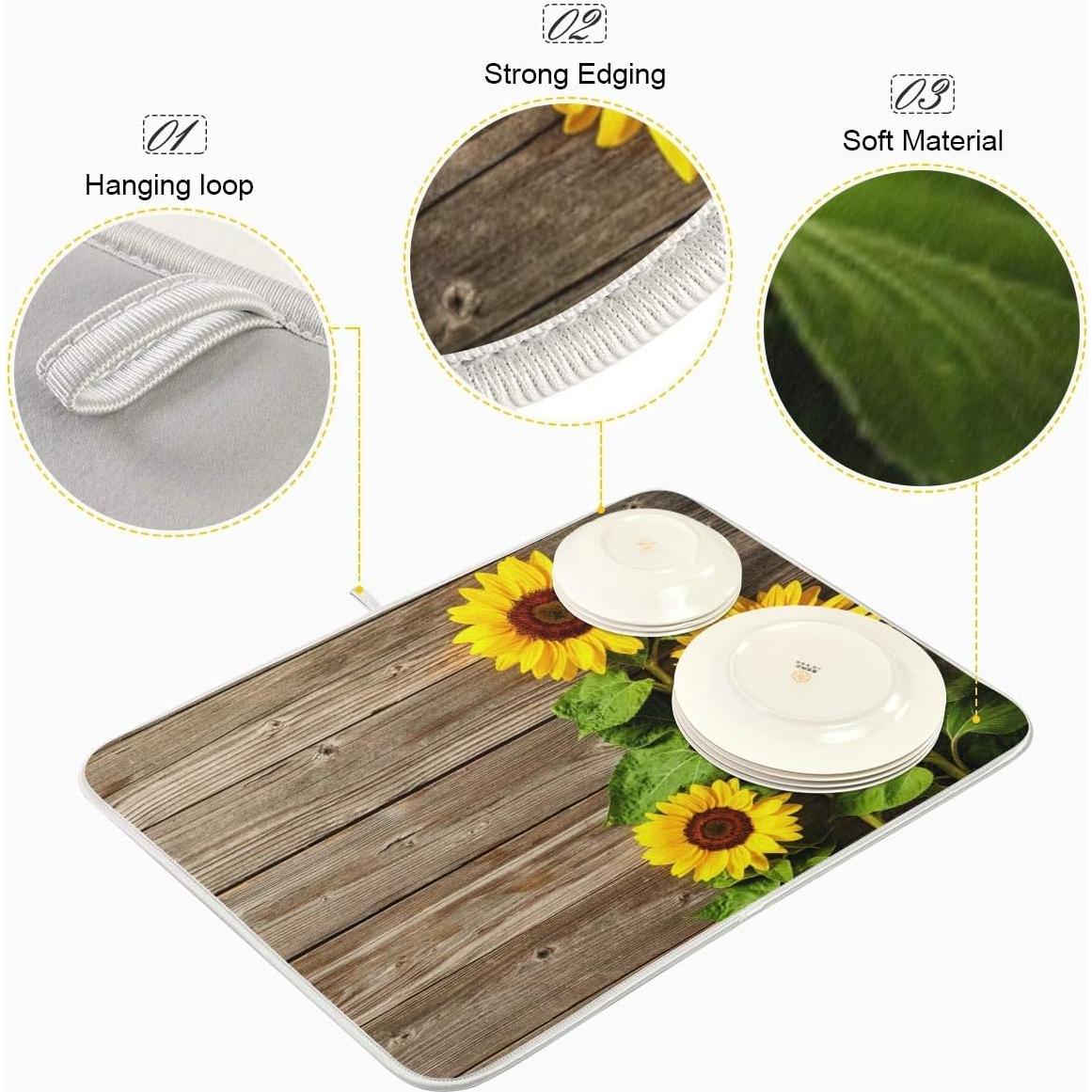 Alfombrilla de Secado de Platos Exnundod 45.7x60.9 cm Floral