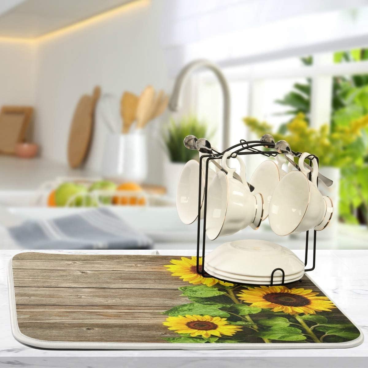 Alfombrilla de Secado de Platos Exnundod 45.7x60.9 cm Floral