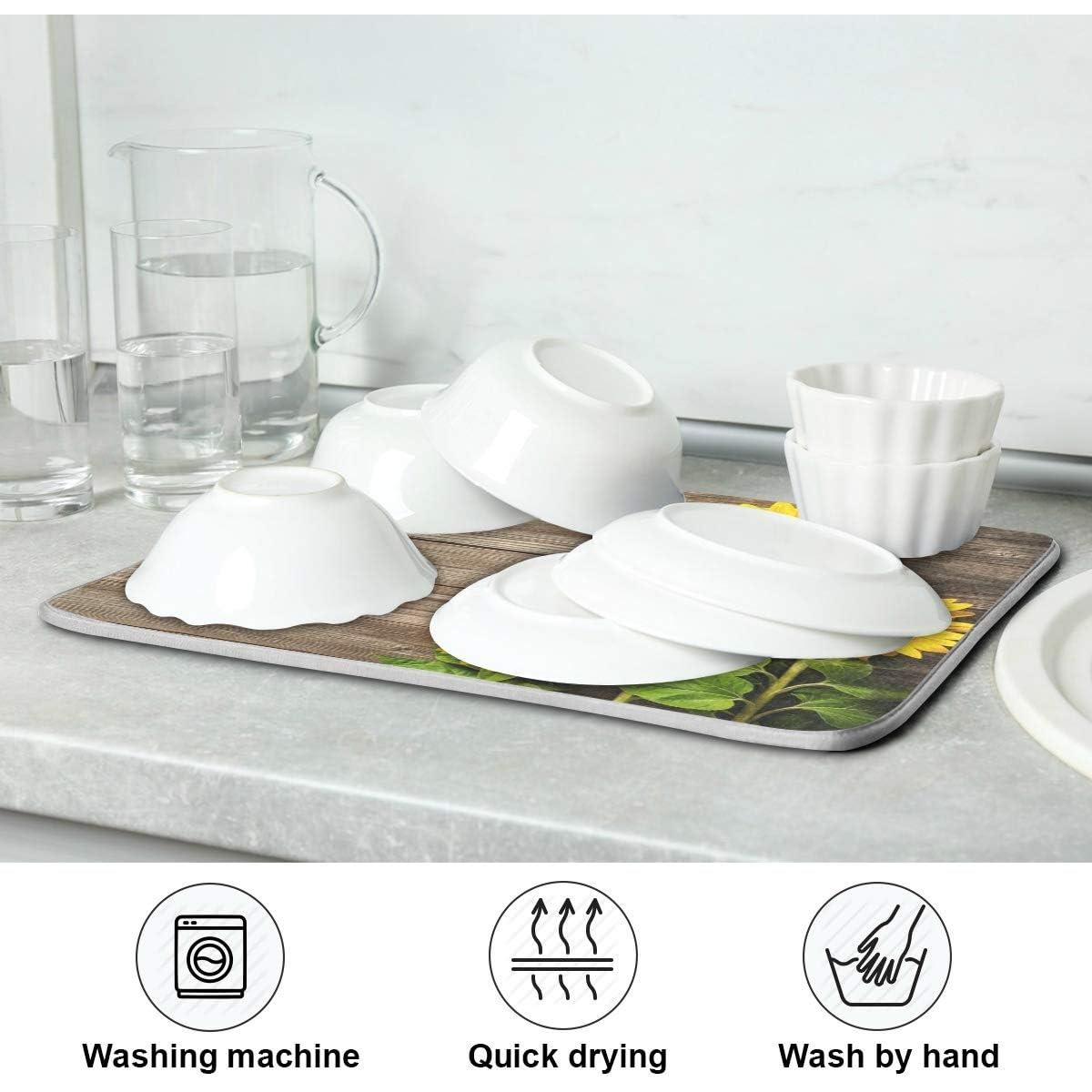 Alfombrilla de Secado de Platos Exnundod 45.7x60.9 cm Floral