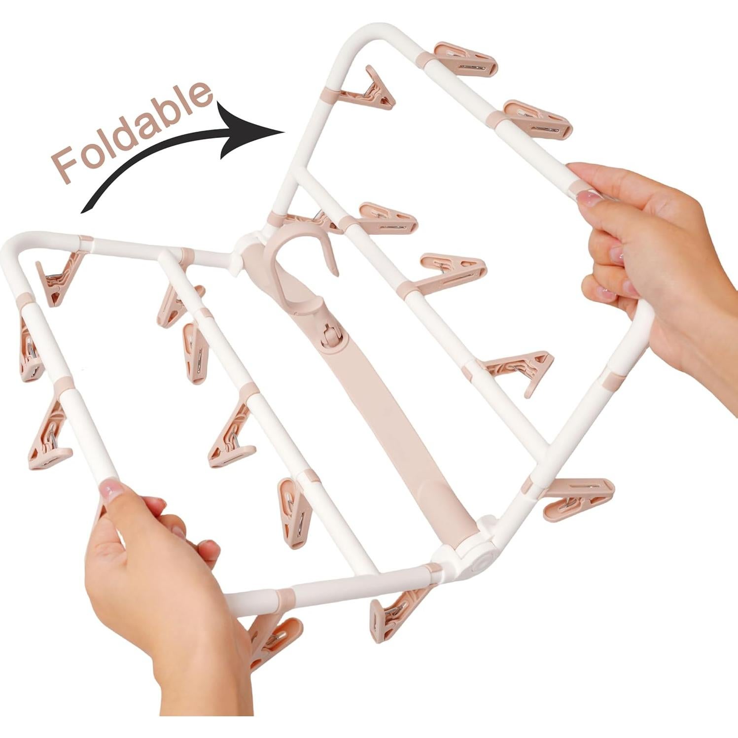 Perchero Plegable para Secar Ropa Foshine Rosa Claro 20 Clips