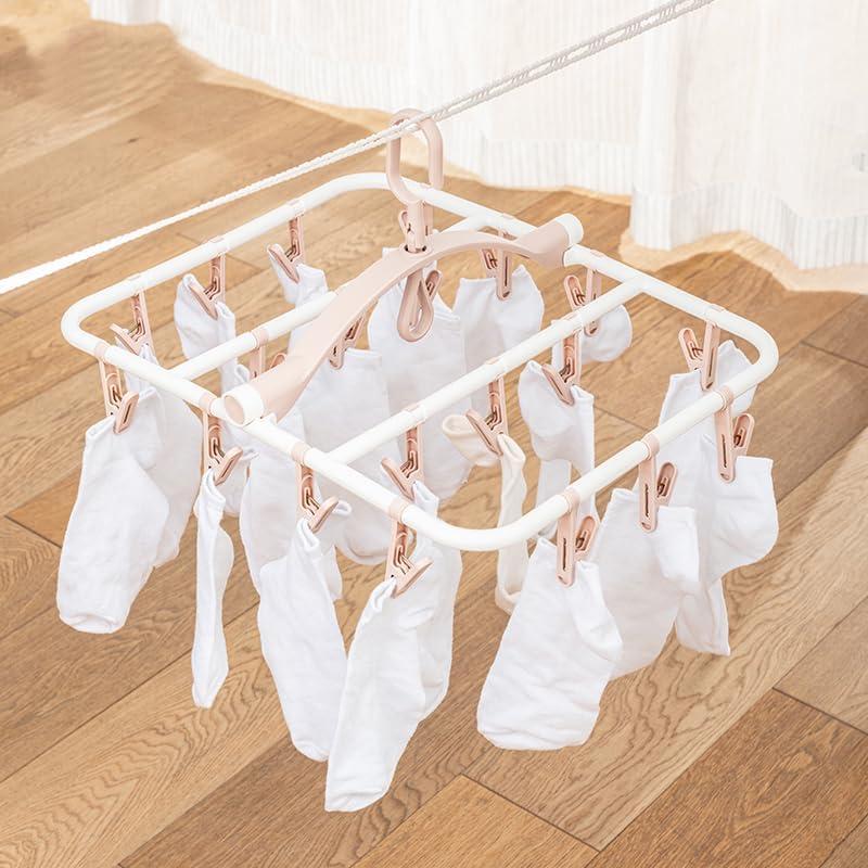 Perchero Plegable para Secar Ropa Foshine Rosa Claro 20 Clips