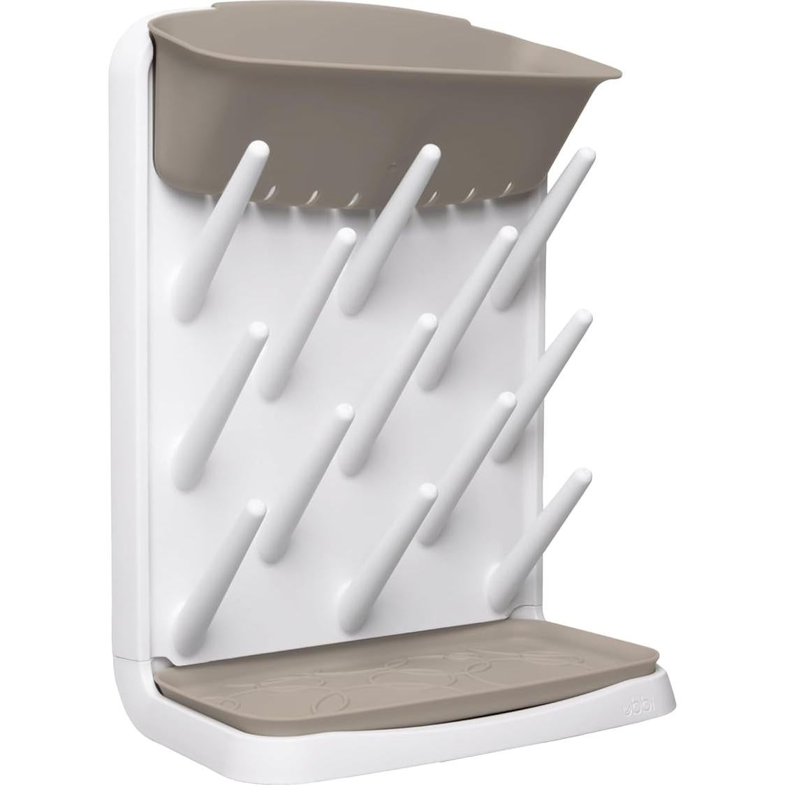 Soporte de Secado de Biberones Ubbi Taupe con 13 Puntas y Alfombrillas