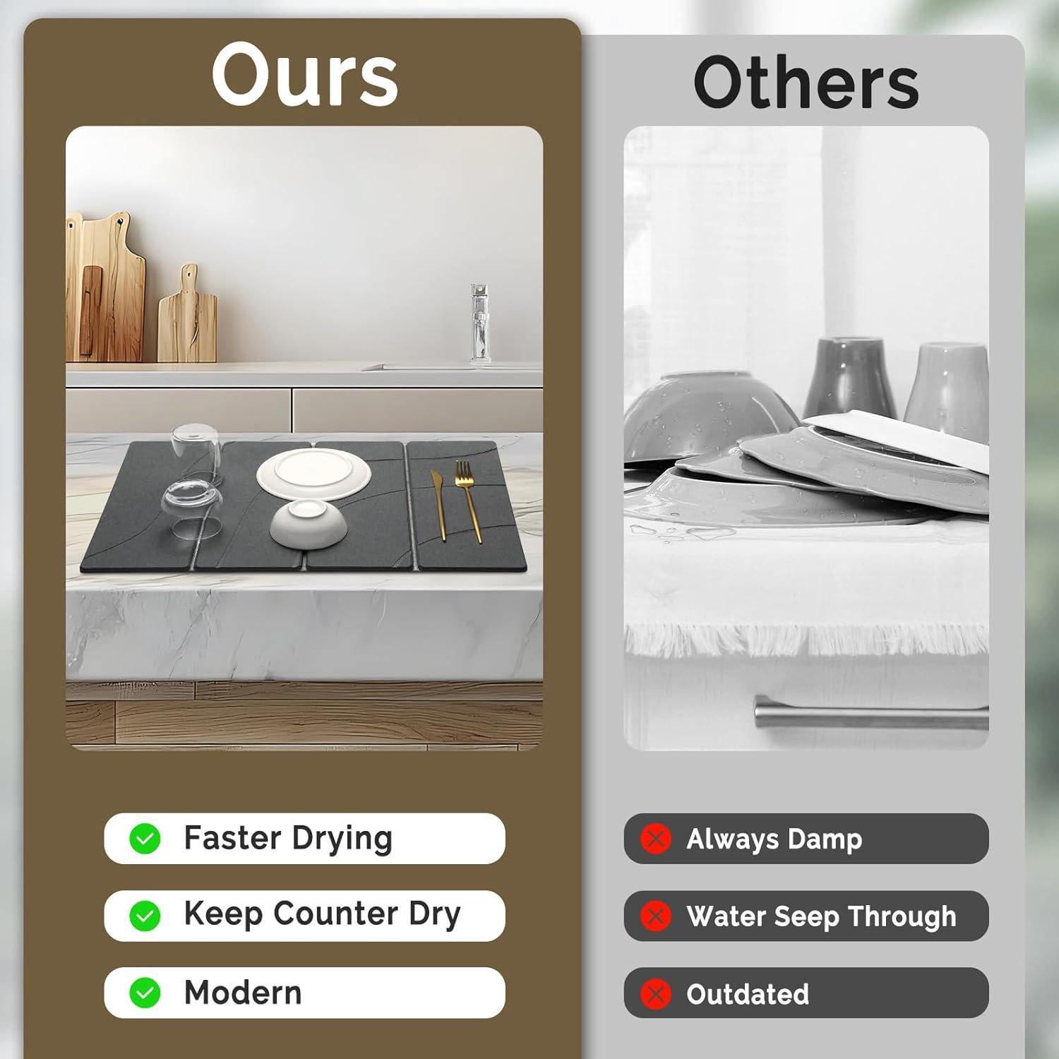 Alfombrilla de Secado de Piedra Diatomácea Linidcoud 61x41cm