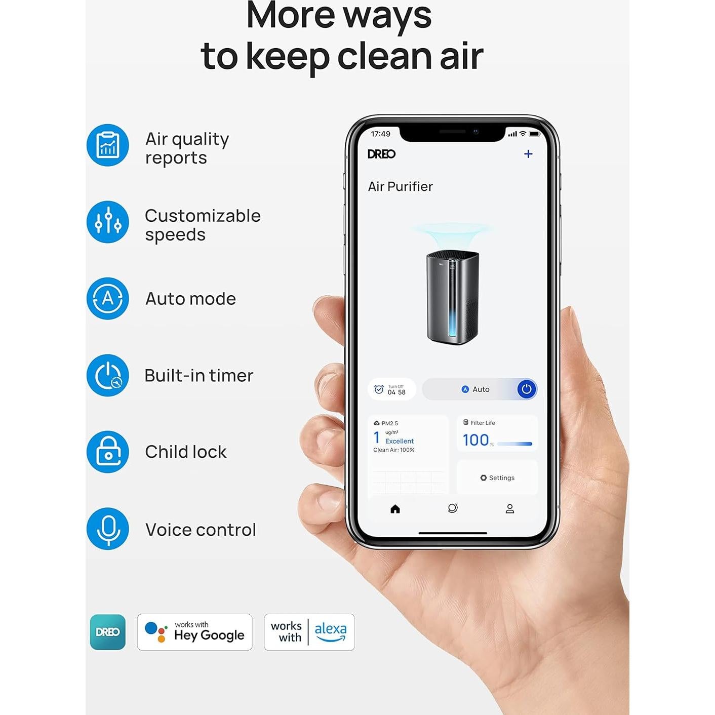 Purificador de Aire Dreo Macro Max S - Filtro HEPA H13, 39.24 m²