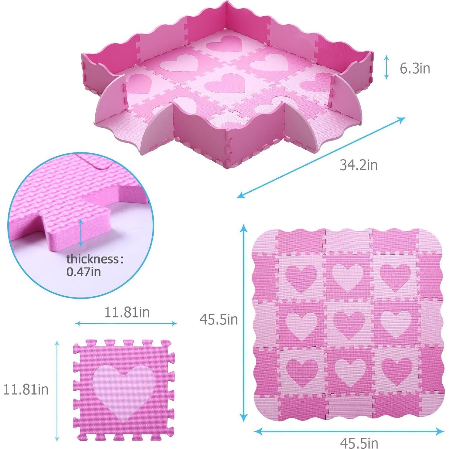 Alfombra de Juego de Espuma Tamiplay Corazón Rosa 1.2m x 1.2m