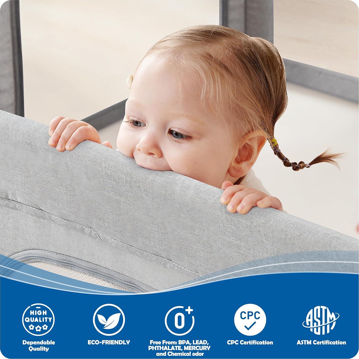 Parque Infantil Plegable Sweeby 150x150 cm Gris con Puerta