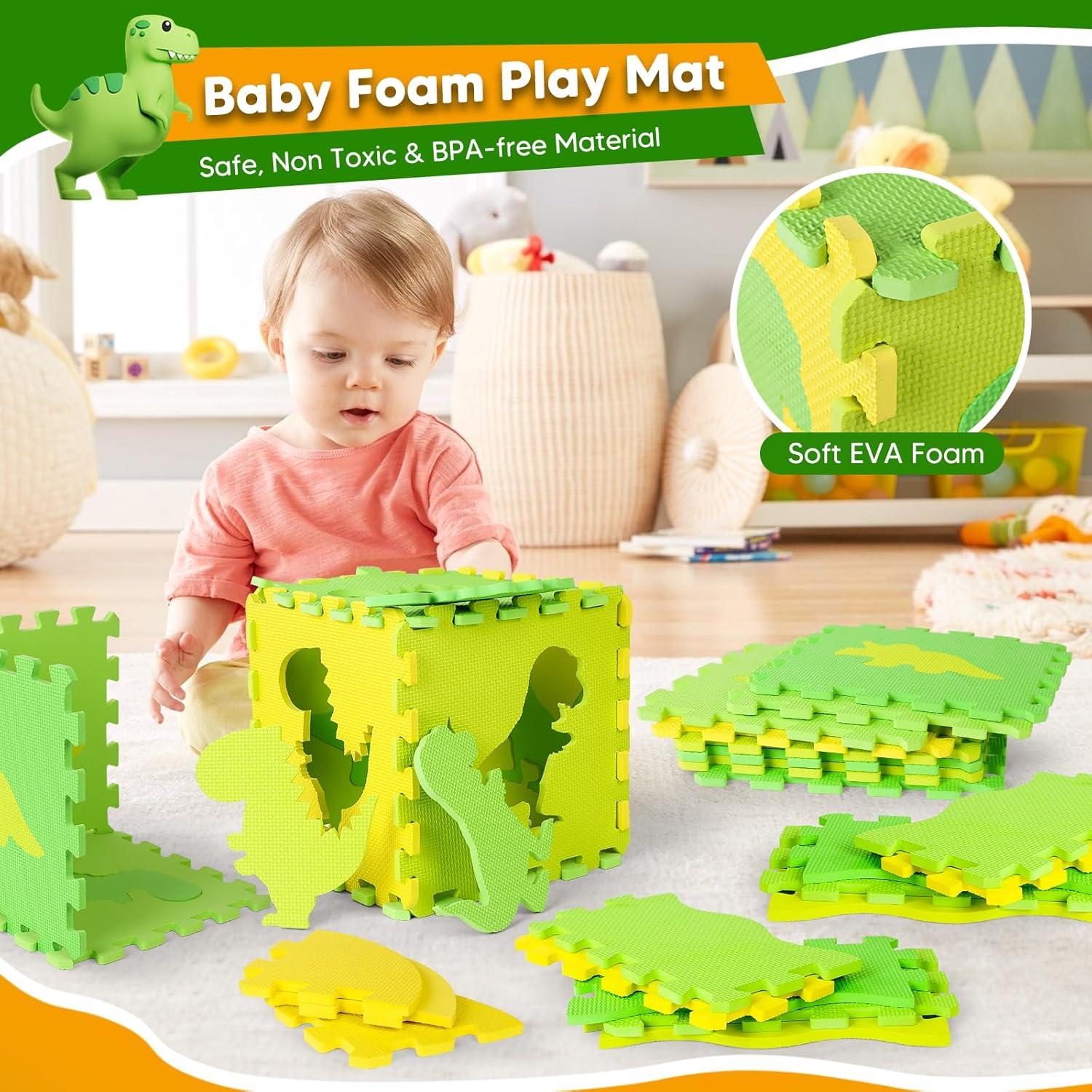 Alfombra de Juego de Rompecabezas EVA BAZOVE 36 Piezas Dinosaurios