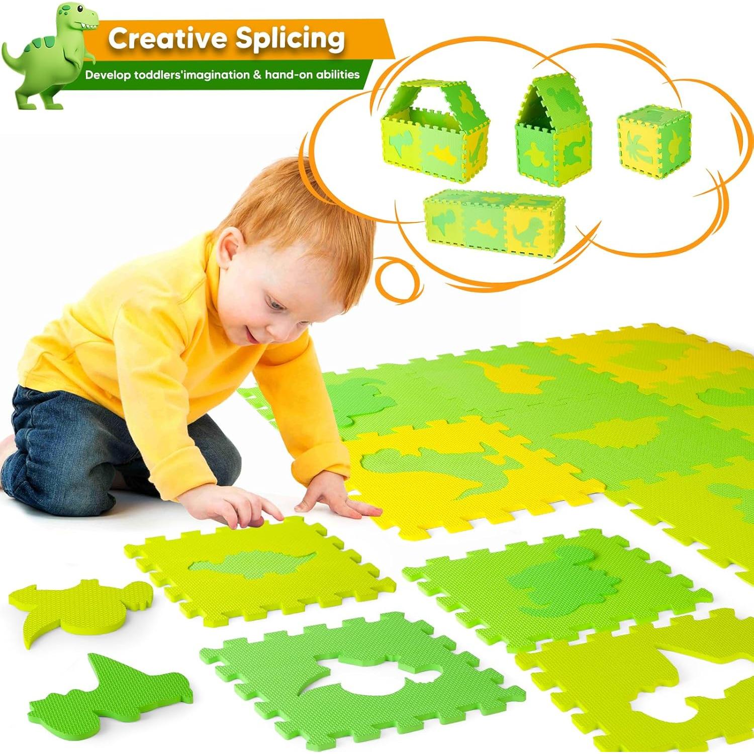 Alfombra de Juego de Rompecabezas EVA BAZOVE 36 Piezas Dinosaurios