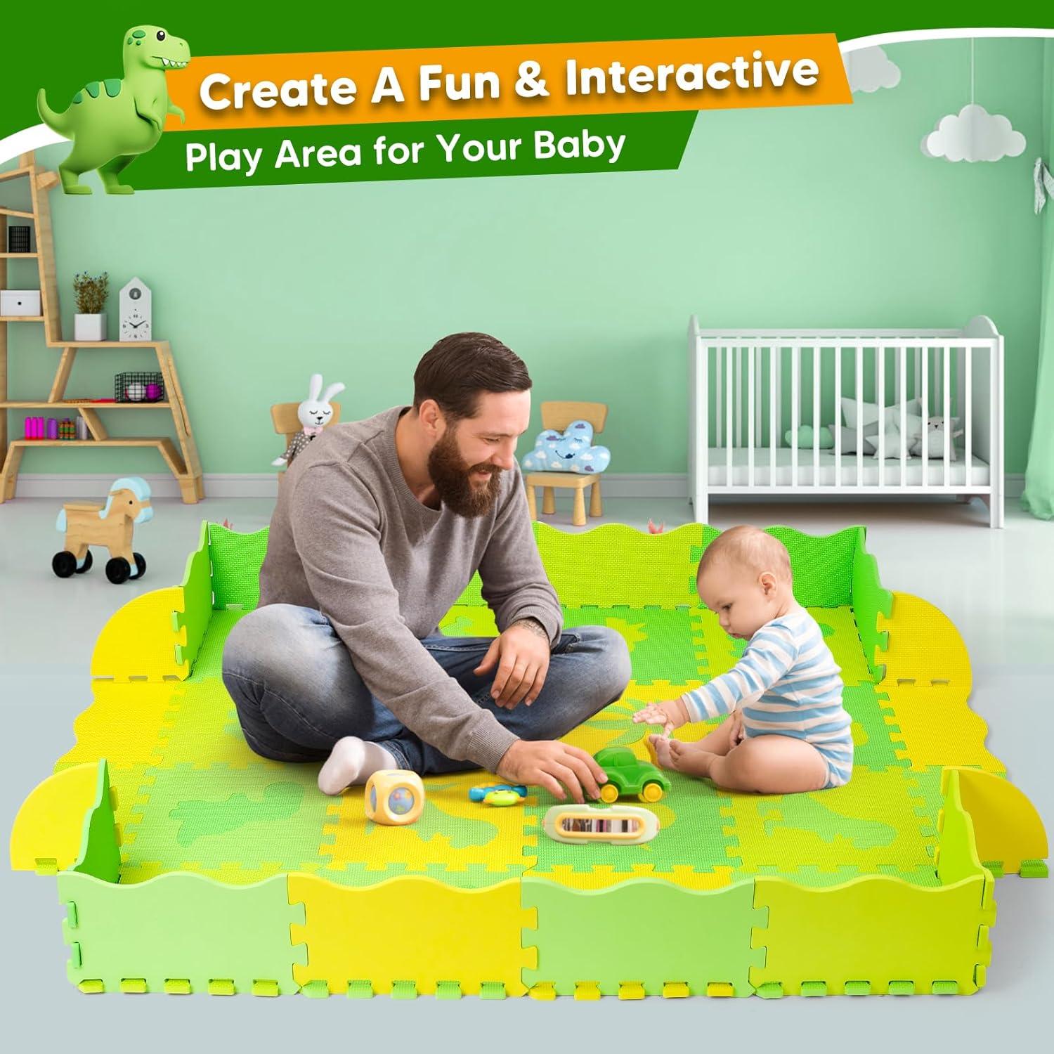 Alfombra de Juego de Rompecabezas EVA BAZOVE 36 Piezas Dinosaurios