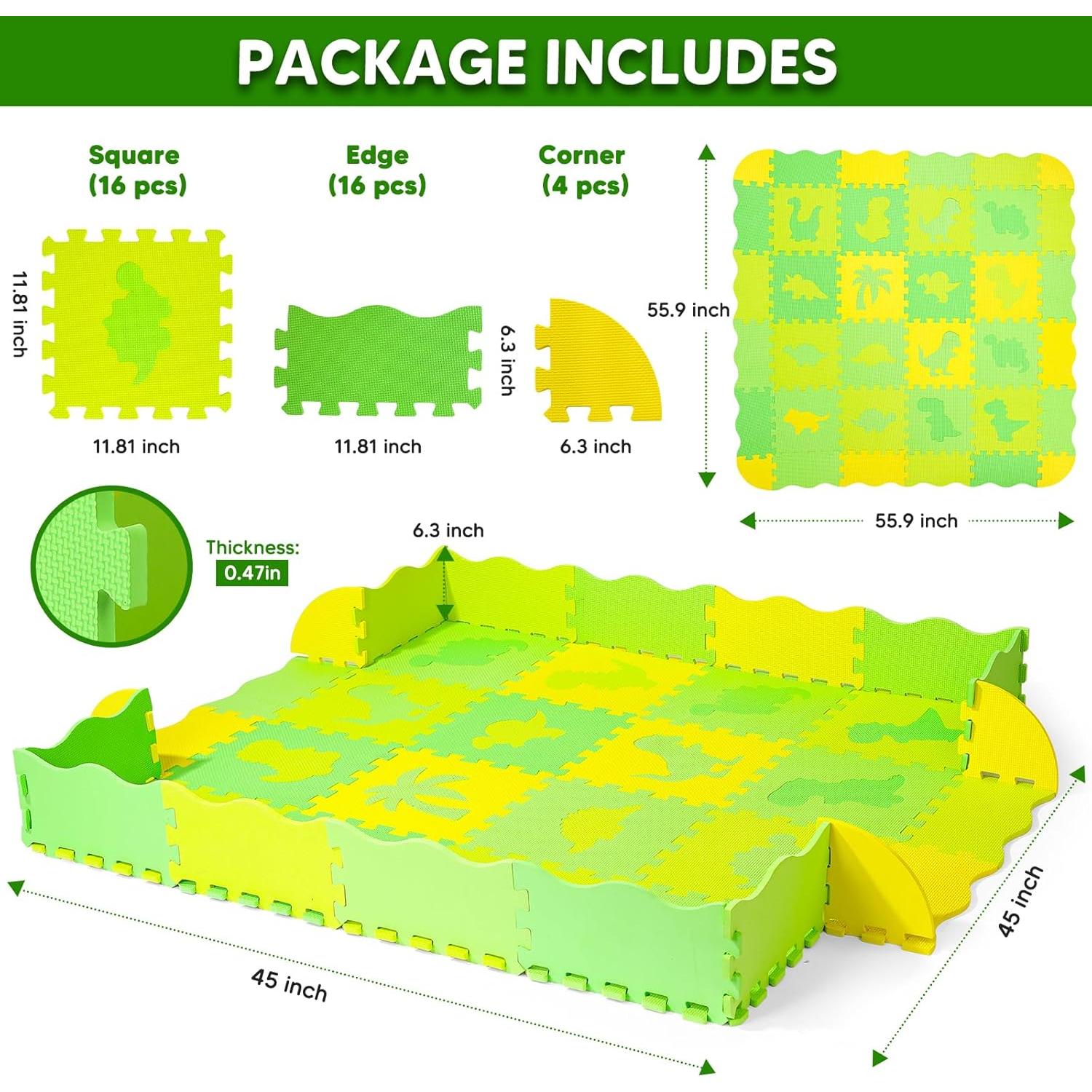 Alfombra de Juego de Rompecabezas EVA BAZOVE 36 Piezas Dinosaurios