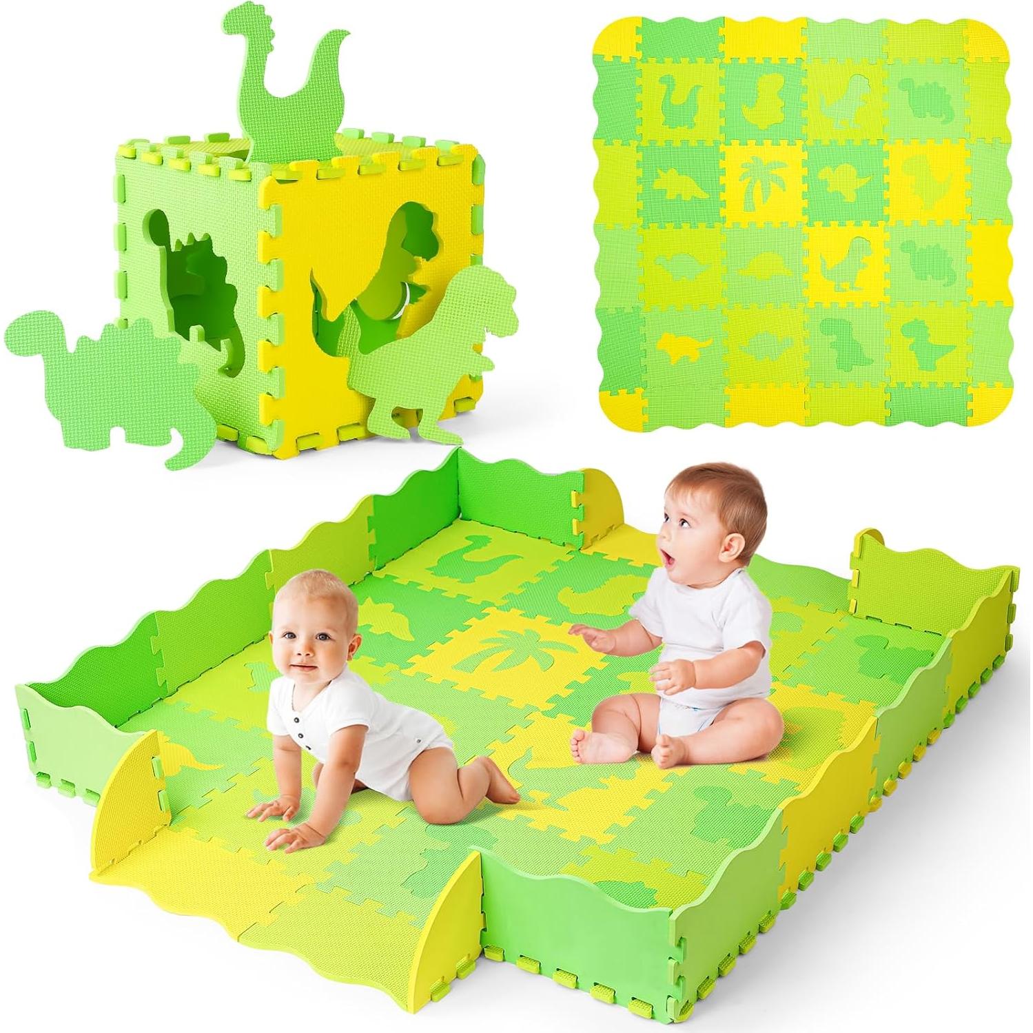 Alfombra de Juego de Rompecabezas EVA BAZOVE 36 Piezas Dinosaurios