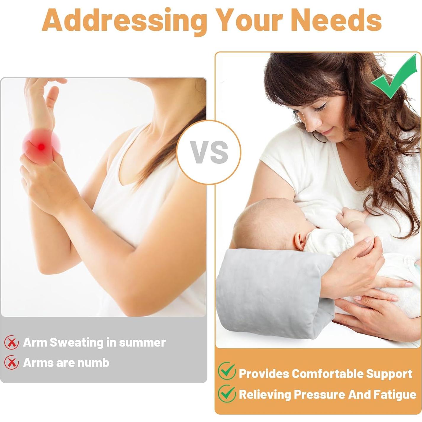 Almohada de Brazo KAKIBLIN para Lactancia Bebés Gris 23x21 cm